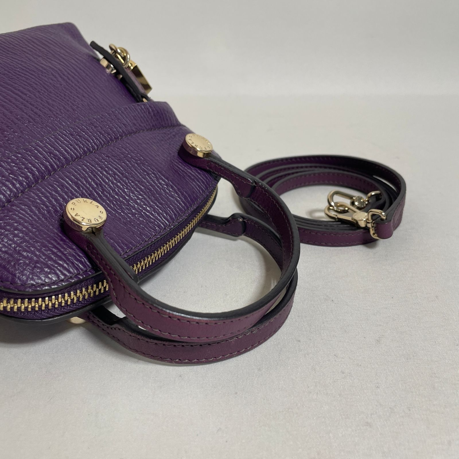 2603-273｜美品｜フルラ パイパー 2WAYハンドバッグ レザー パープル 