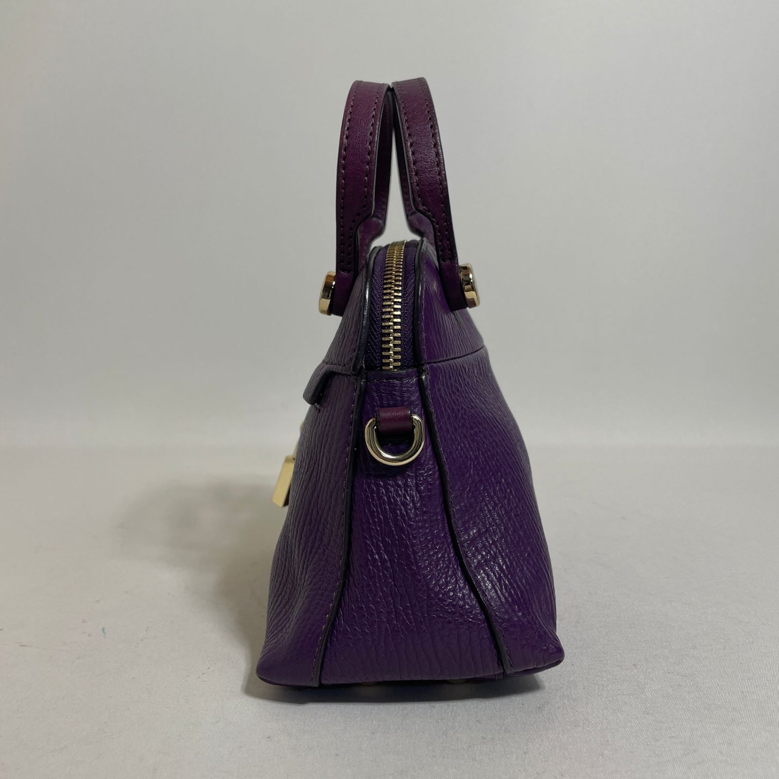 2603-273｜美品｜フルラ パイパー 2WAYハンドバッグ レザー パープル 