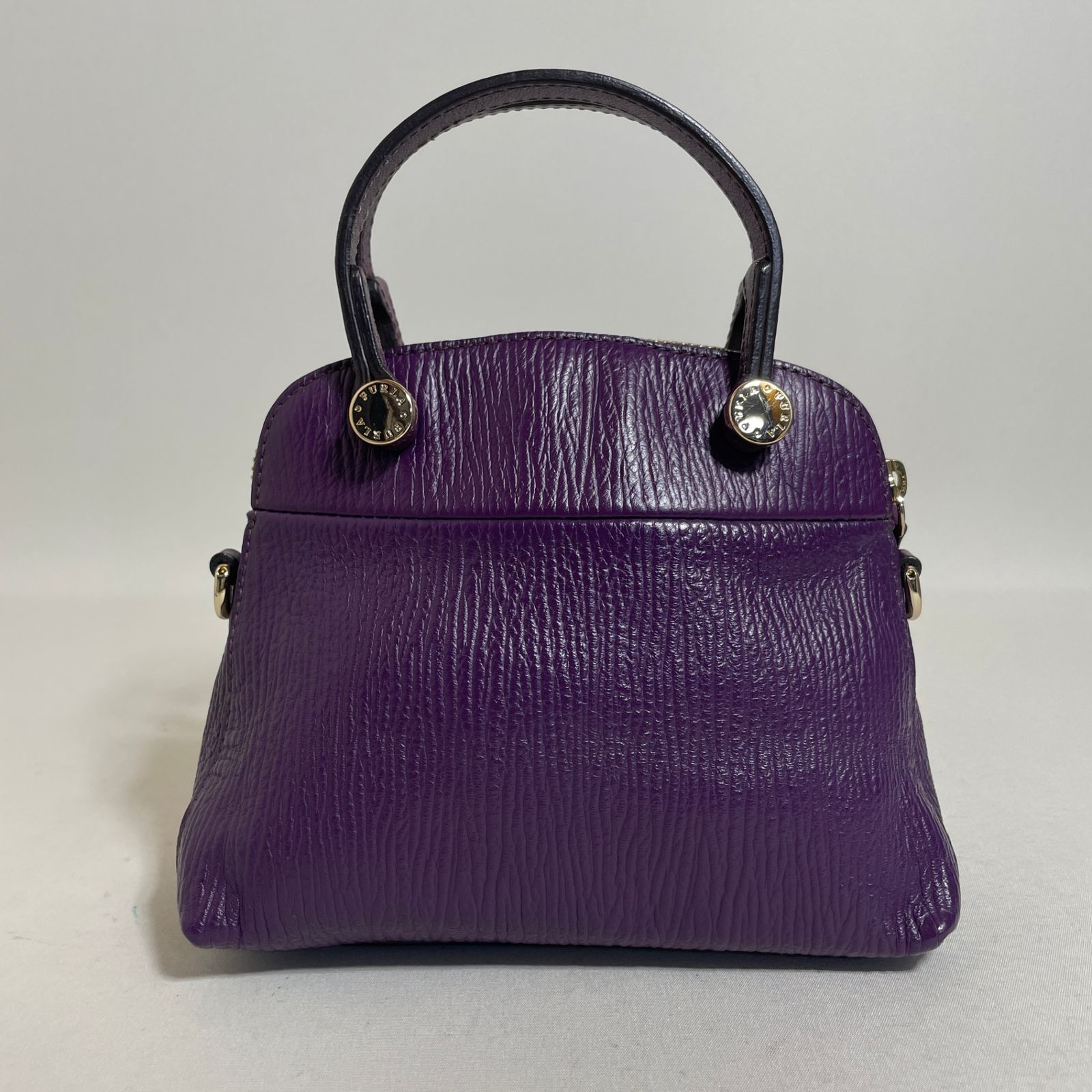 2603-273｜美品｜フルラ パイパー 2WAYハンドバッグ レザー パープル 