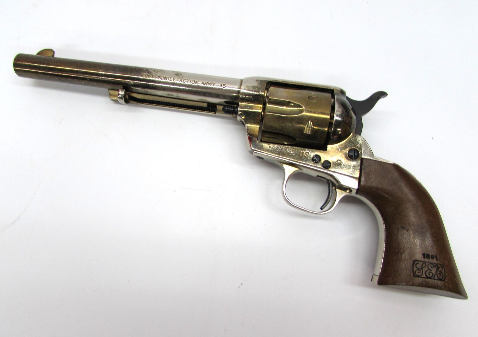 SMG規格 CMC 東京CMC COLT SINGLE ACTION ARMY 45 コルト モデルガン ウォールナットグリップ SAA ゴールドメッキ塗装 シリンダー封鎖 保B