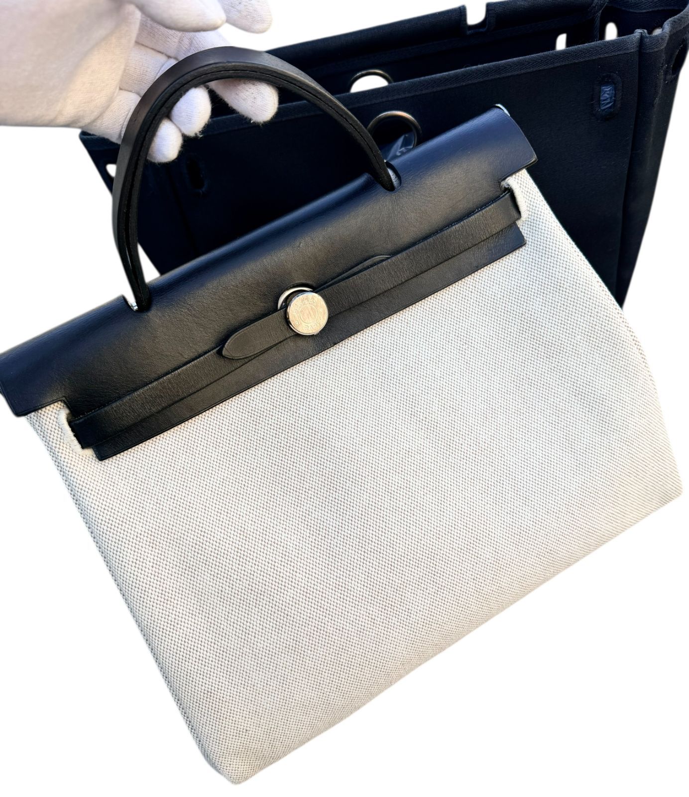 超美品◇本物◇エルメスHERMESエールバッグPMトワルGMキャンバスレザー 