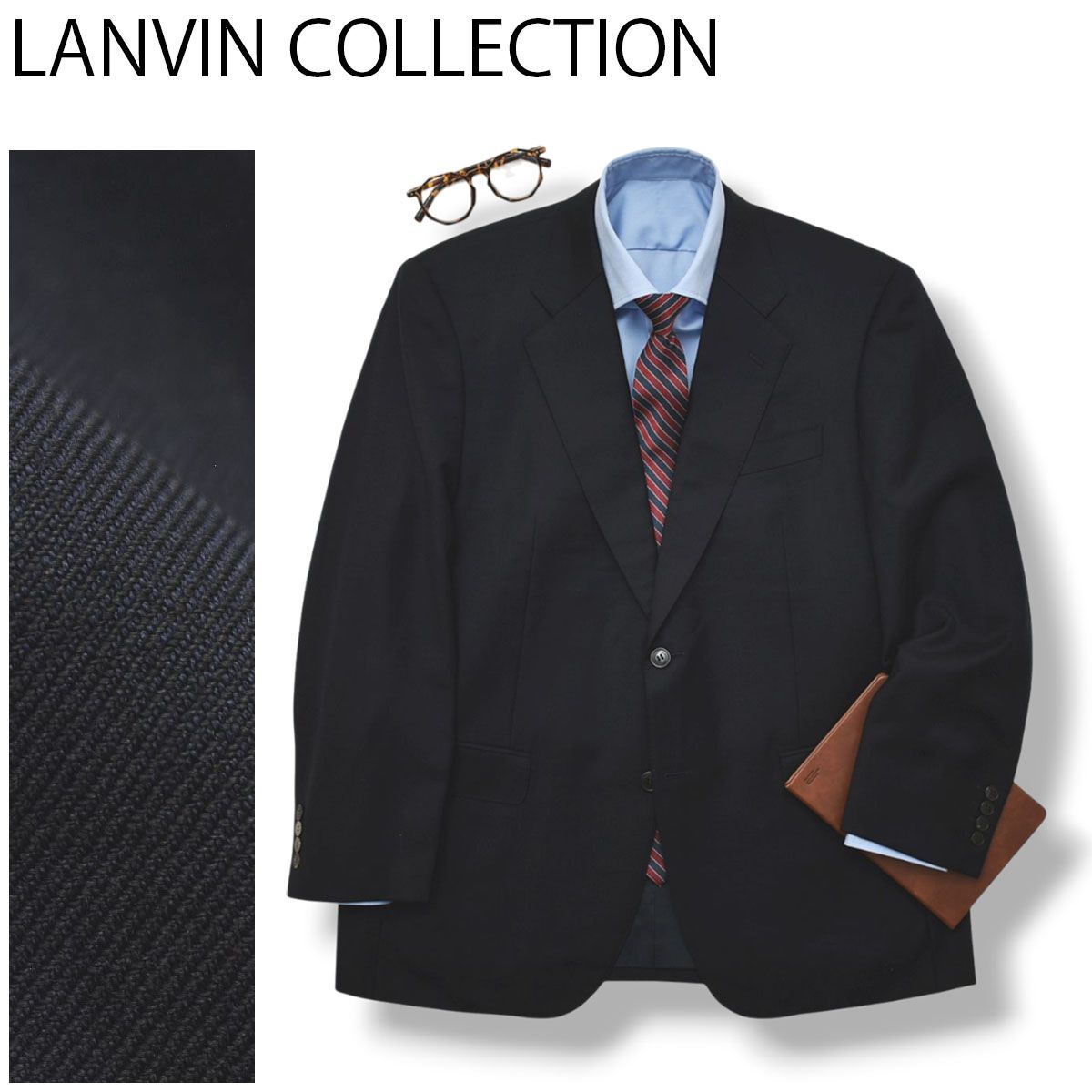 ランバン コレクション LANVIN COLLECTION ネイビーソリッド シングル 