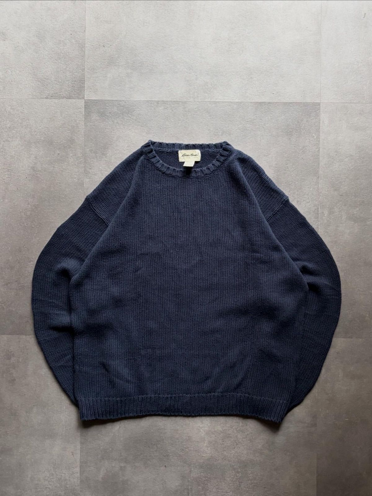 Eddie Bauer エディーバウアー コットンニット セーター ネイビー L