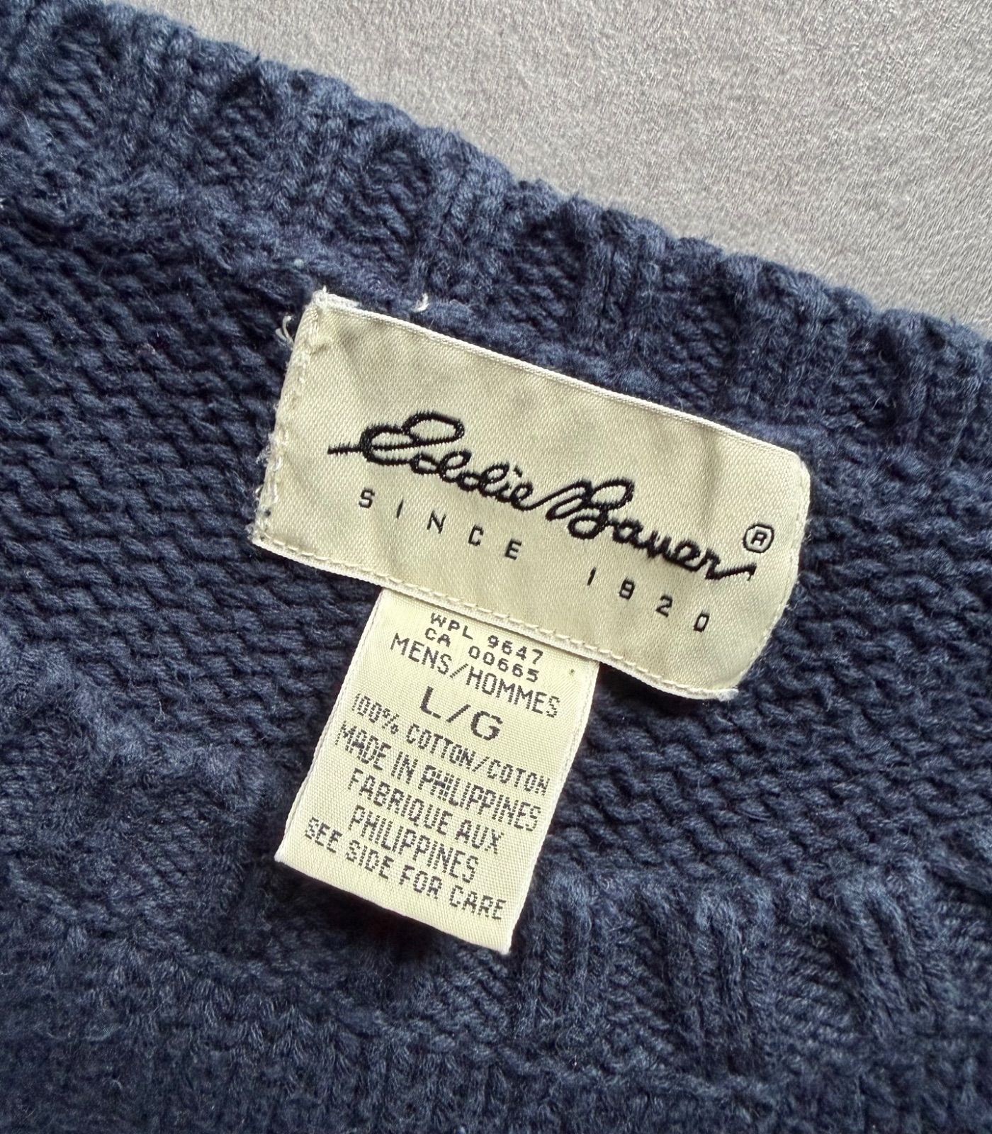 Eddie Bauer エディーバウアー コットンニット セーター ネイビー L