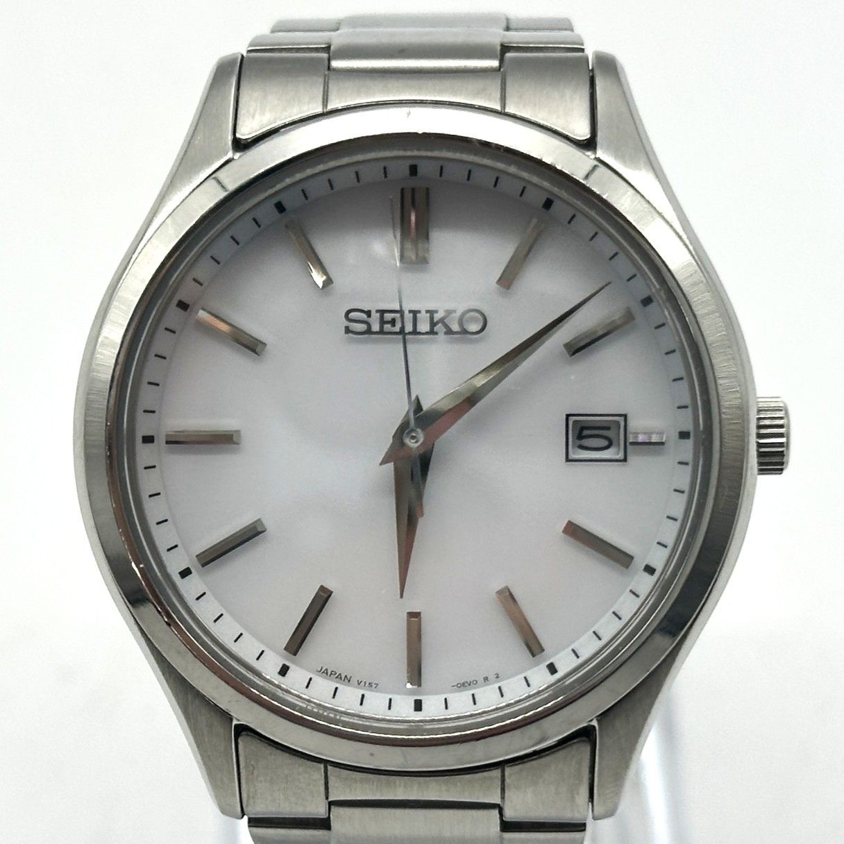 ☆SEIKO セイコー ソーラー腕時計 V157-0DR0 白文字盤 稼働品 中古 