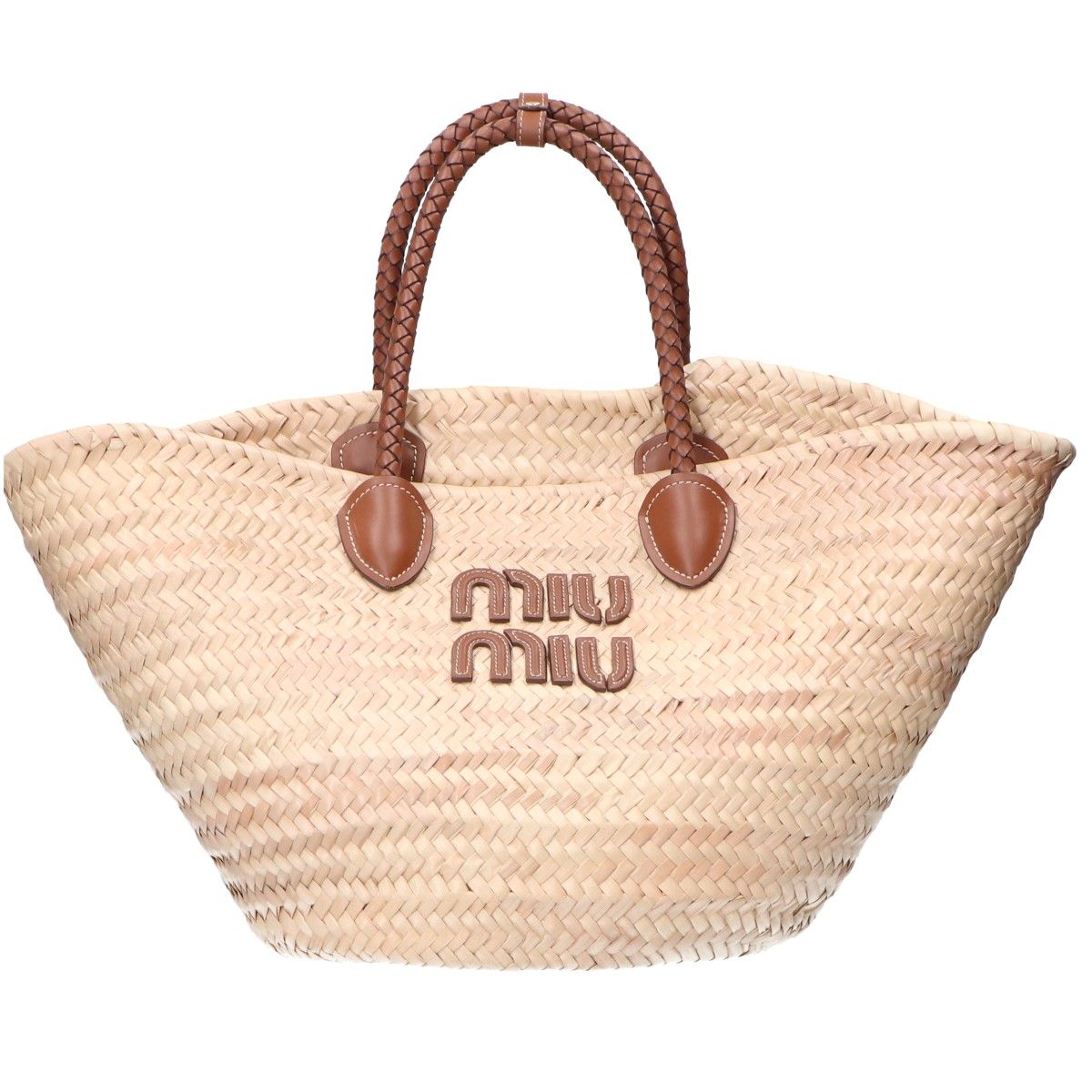 MIUMIU ミュウミュウ 美品 5BG212 パルメットバッグ ラフィア トート 