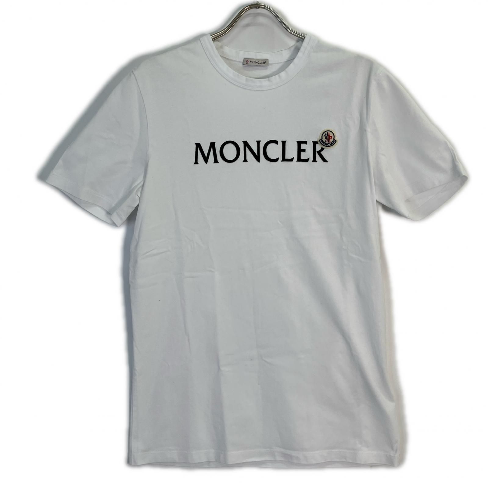 MONCLER モンクレール 21年製 ﾎﾜｲﾄ ﾌﾛｯｸﾛｺﾞTｼｬﾂ M - メルカリ