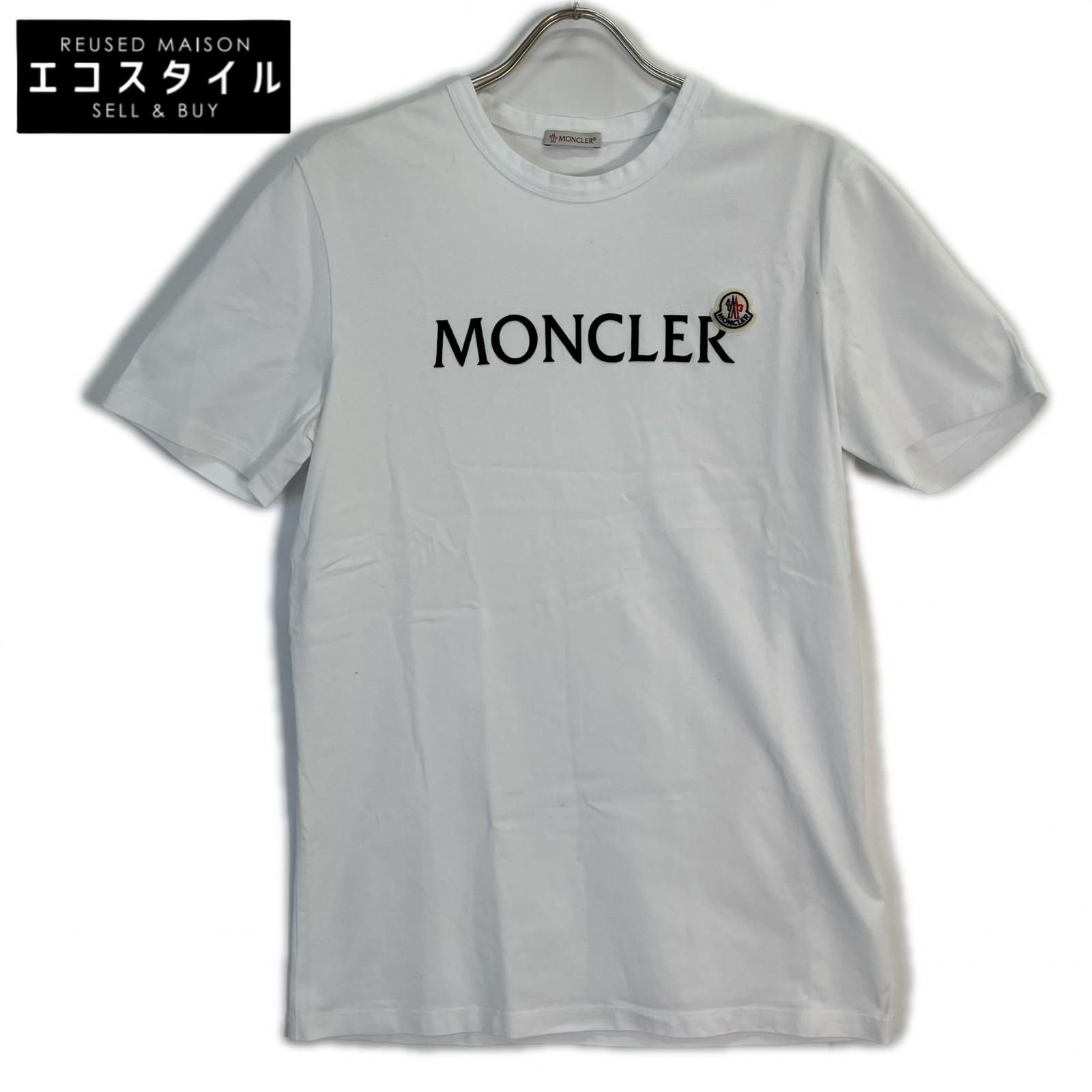 MONCLER モンクレール 21年製 ﾎﾜｲﾄ ﾌﾛｯｸﾛｺﾞTｼｬﾂ M - メルカリ