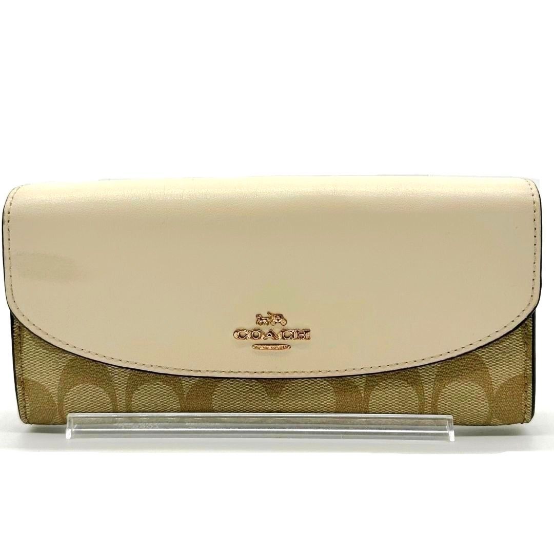 コーチ COACH 長財布 二つ折り財布 PVC シグネチャー ホワイト 