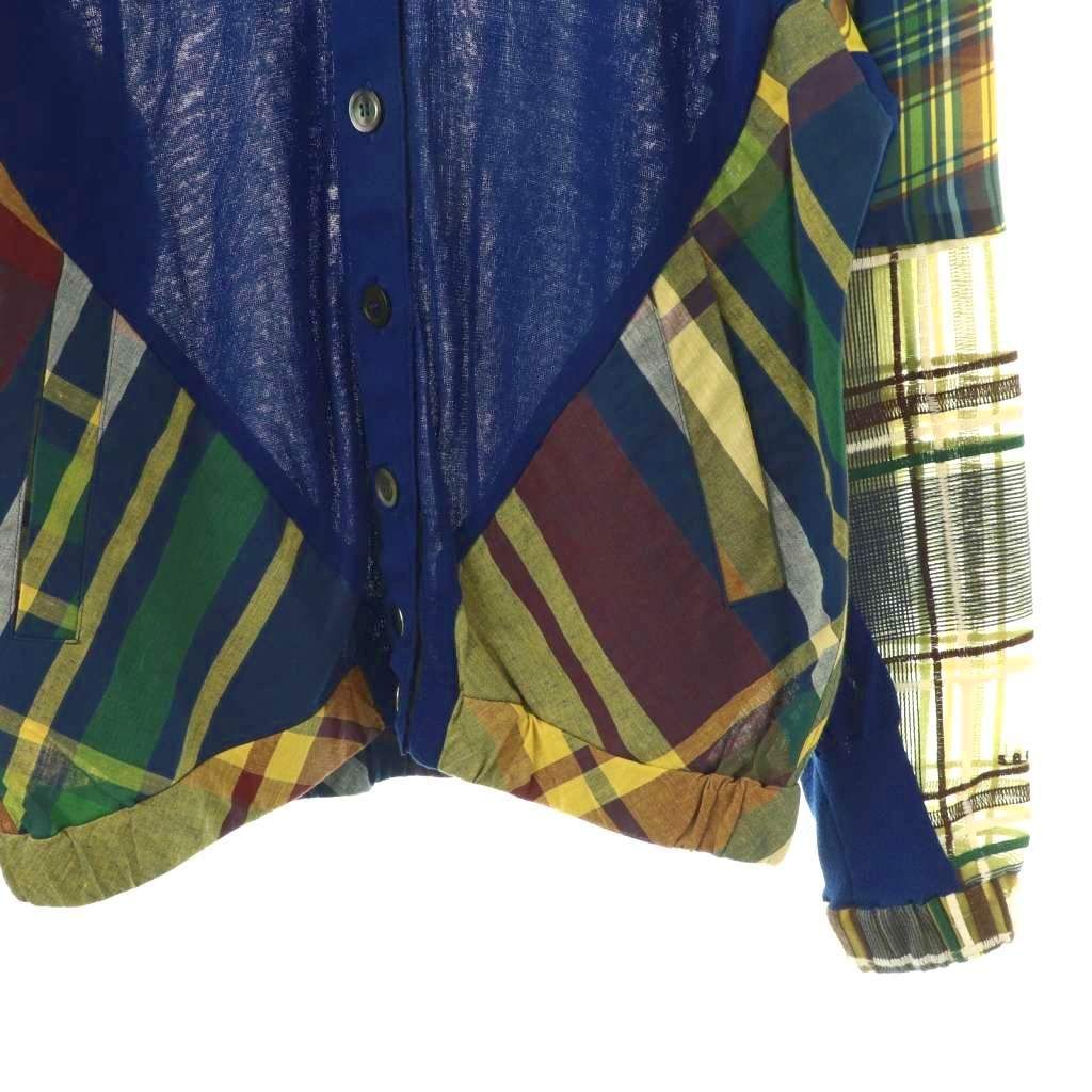 サカイ チェック ドッキングシアーカーディガン 切替 1 ロイヤルブルー サカイ sacai チェック ドッキングシアーカーディガン 切替 1 ロイヤル