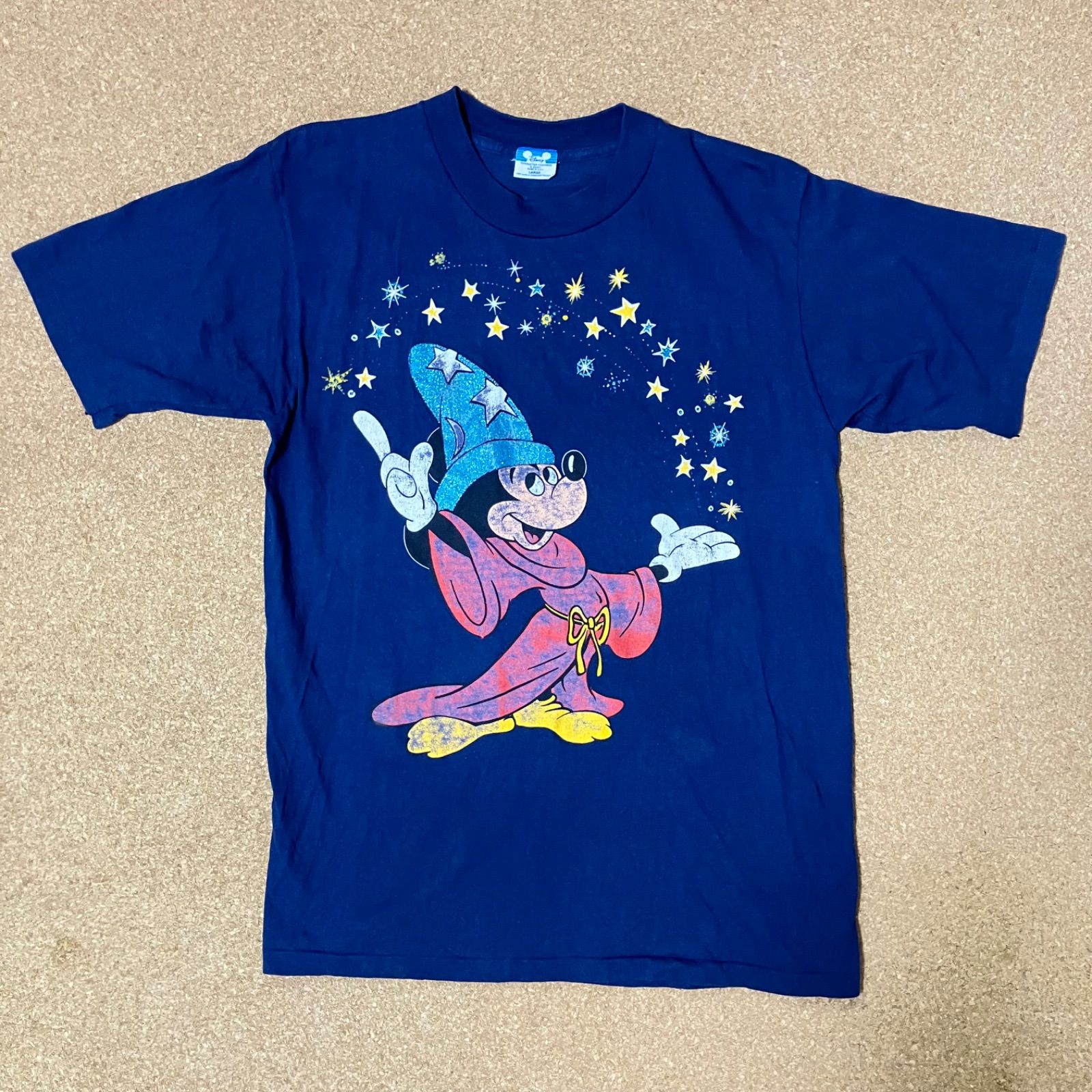 80s Disney ミッキー ファンタジア ソーサラー Tシャツ Lサイズ 