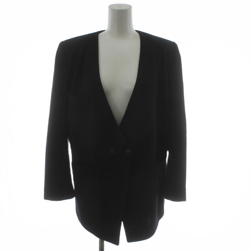 ソニアリキエル SONIA RYKIEL ノーカラージャケット 上着 ウール 32 黒