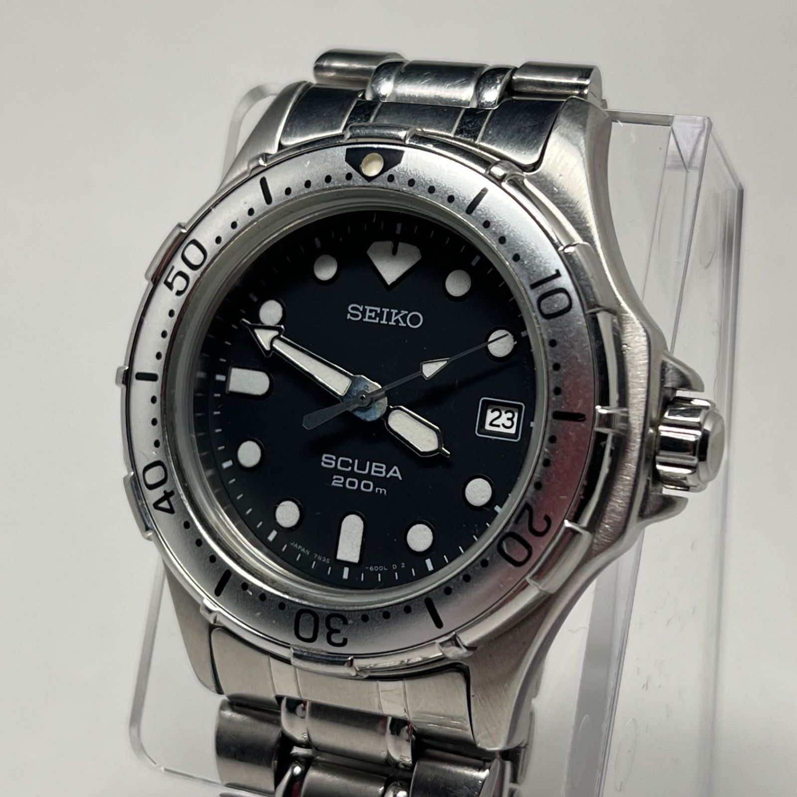 SEIKO】セイコー 腕時計 SCUBA クォーツ 文字盤黒 不動 7N35-6000-質屋 