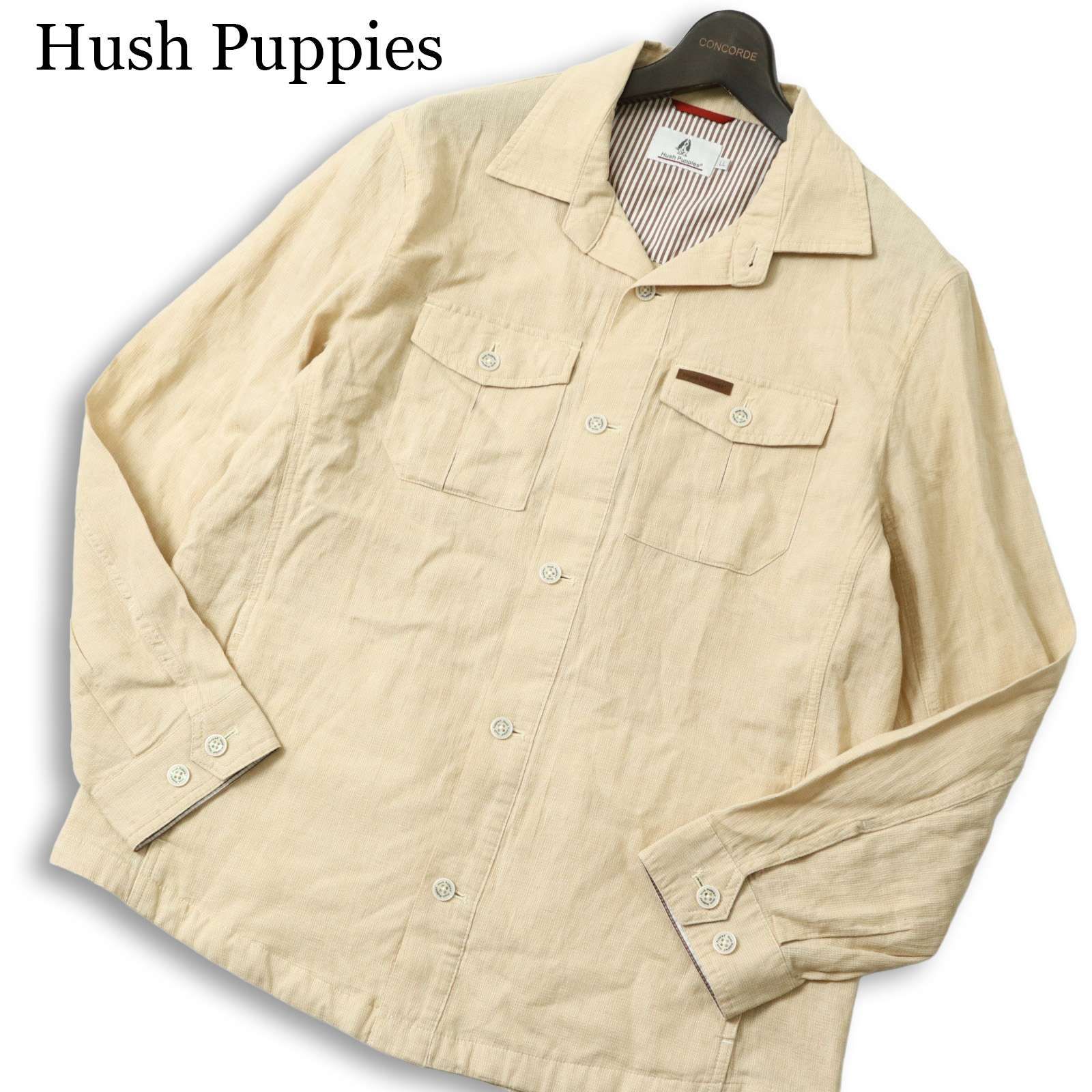 Hush Puppies ハッシュパピー 春夏 麻 リネン混☆ ワーク シャツ 