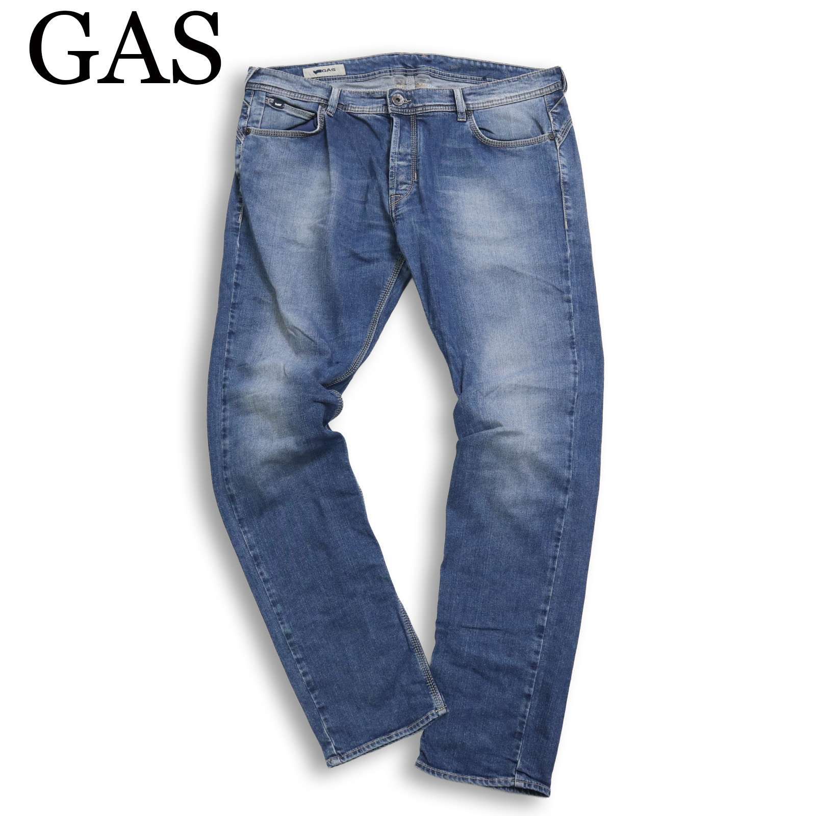 GAS ガス 通年 USED加工☆ ストレッチ テーパード デニム パンツ 