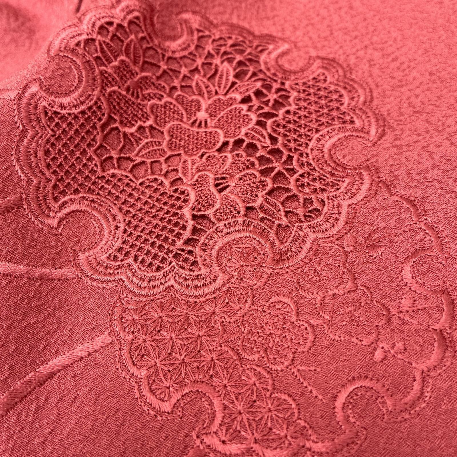 汕頭刺繍 付け下げ 正絹 一つ紋 しつけ糸 無地 袷 着物 MK-6143 - メルカリ