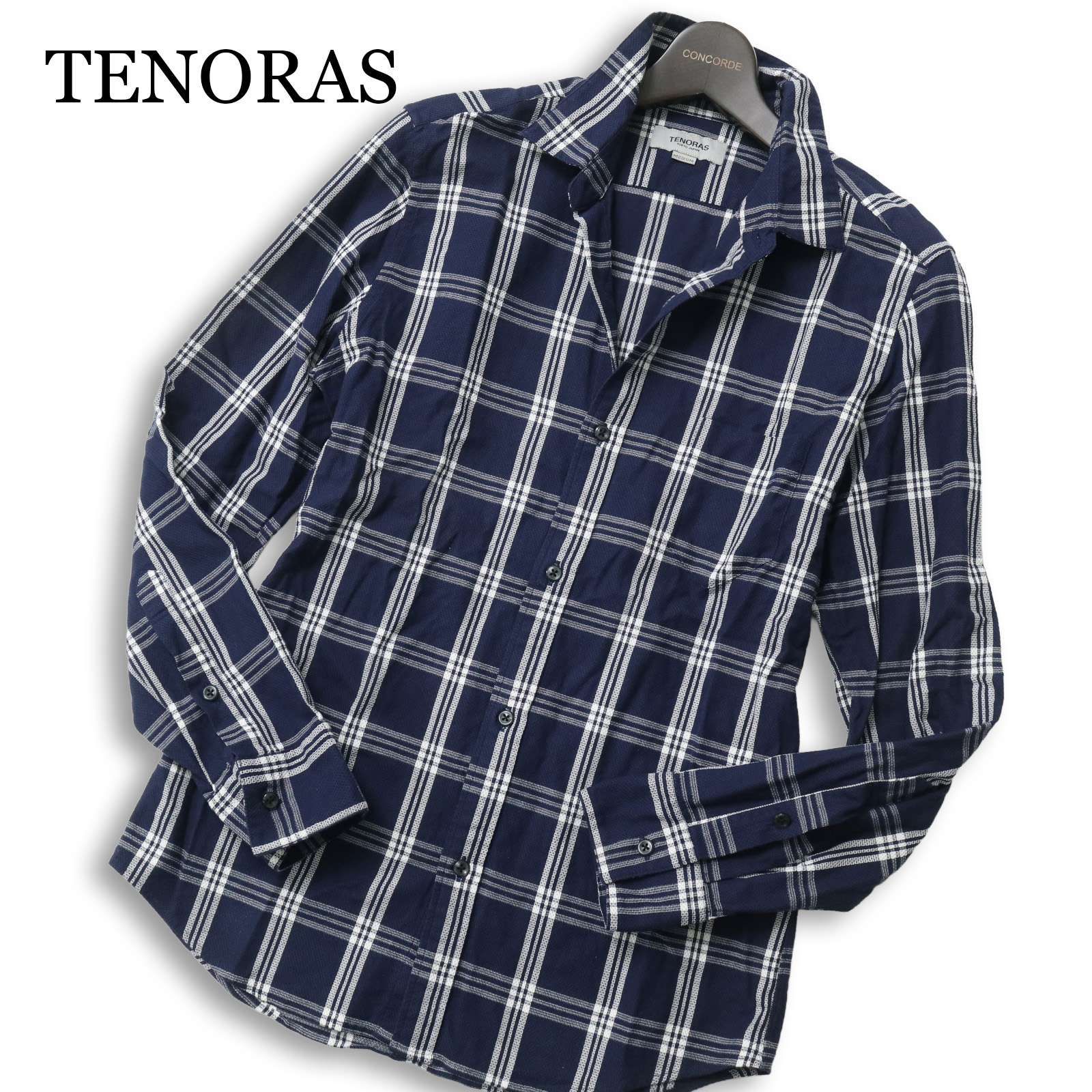 TENORAS メンズティノラス 通年☆ 長袖 スリム チェック シャツ 日本製 