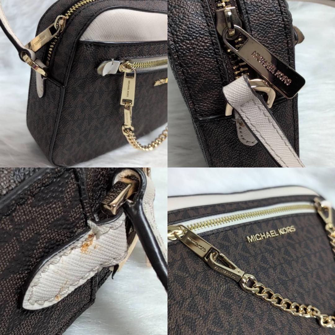 極美品] マイケルコース/レザー×チェーンショルダーバッグ/クロス 