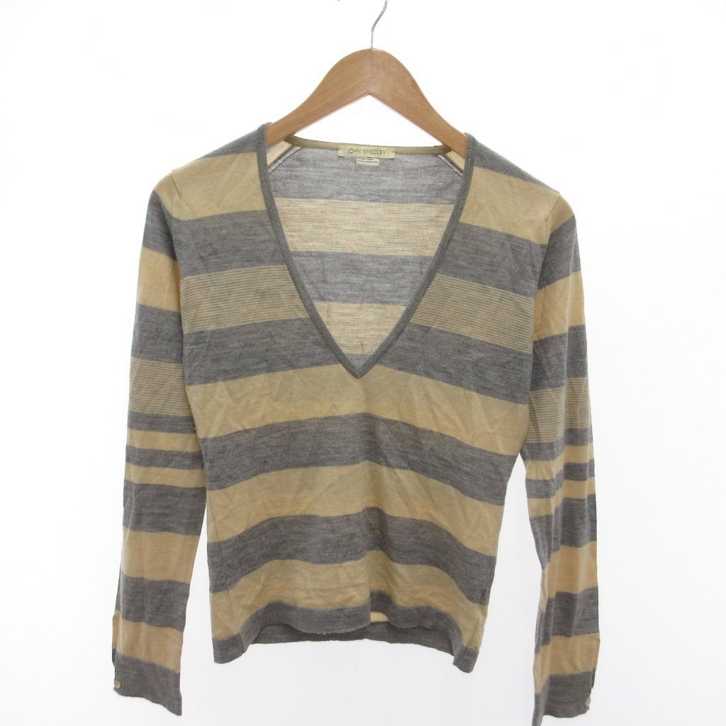 ジョンスメドレー JOHN SMEDLEY ニット セーター ボーダー柄 Vネック 