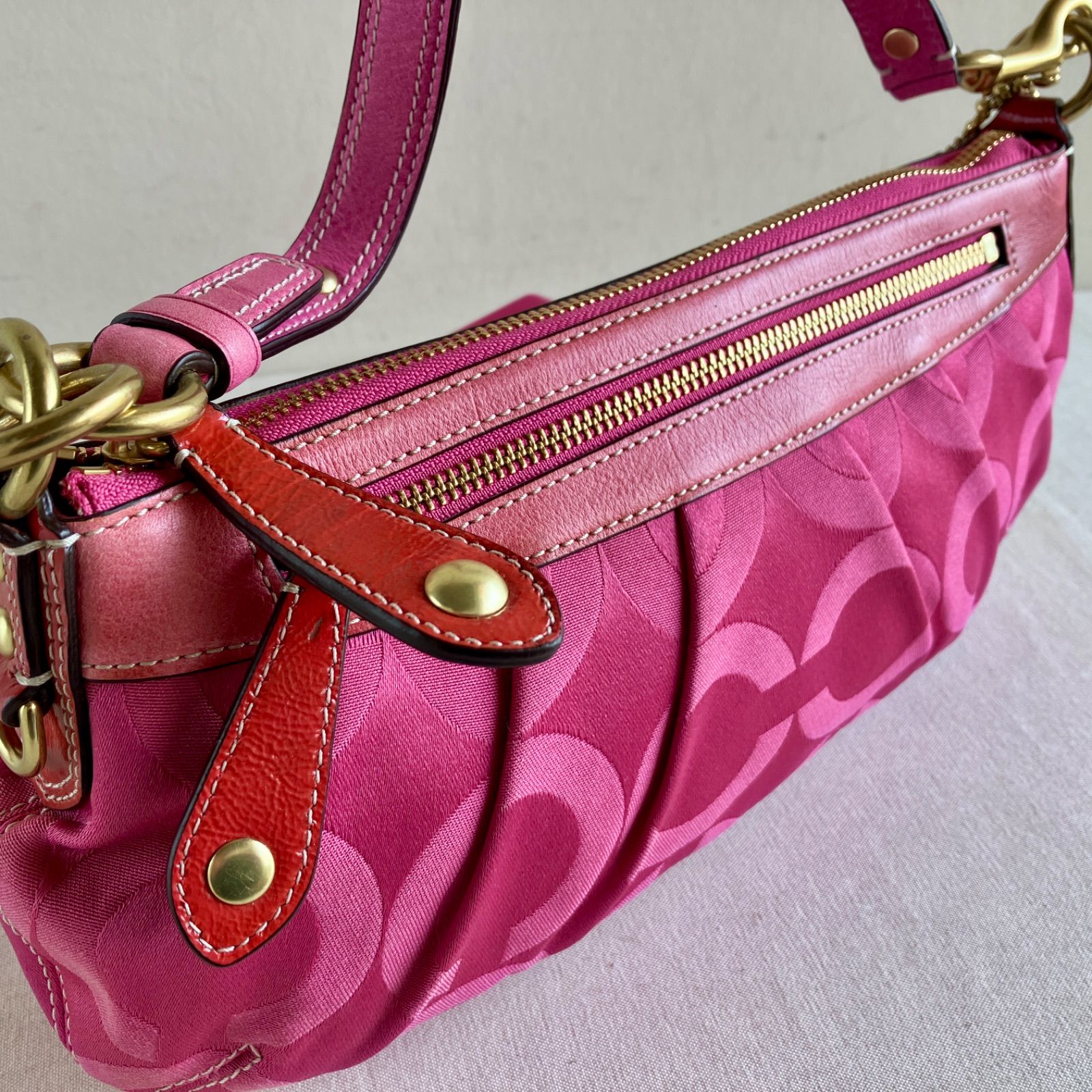 Y2K Coach Madison Op Art Sateen Pink Hobo Shoulder Bag Rare 