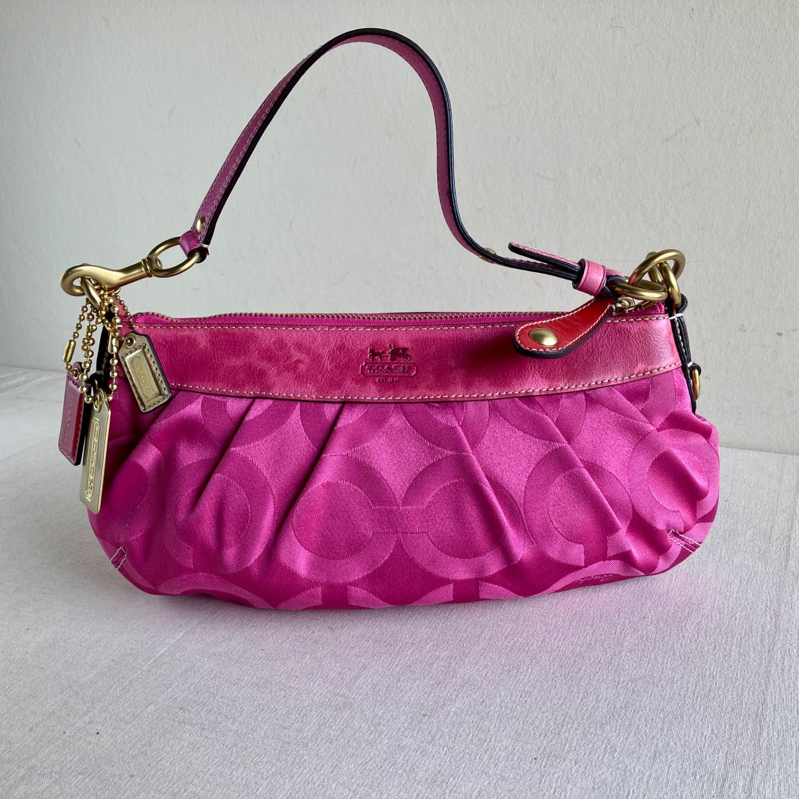 Y2K Coach Madison Op Art Sateen Pink Hobo Shoulder Bag Rare 