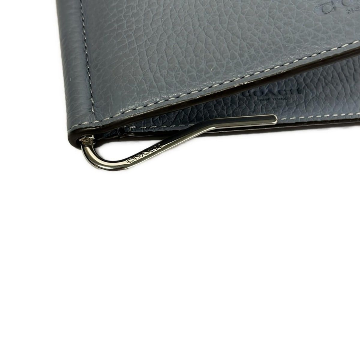 【美品】 COACH 二つ折り財布　C8272 マネークリップ　ブルー COACH(コーチ) 2つ折り財布 マネー クリップ ジップ ウォレット C8272