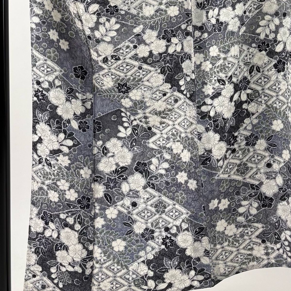 小紋 身丈152.5cm 裄丈63cm S 単衣 辻が花柄 菱 灰紫 正絹 秀品 小紋 身丈152.5cm 裄丈63cm S 単衣 辻が花柄 菱 灰紫 正絹 秀品