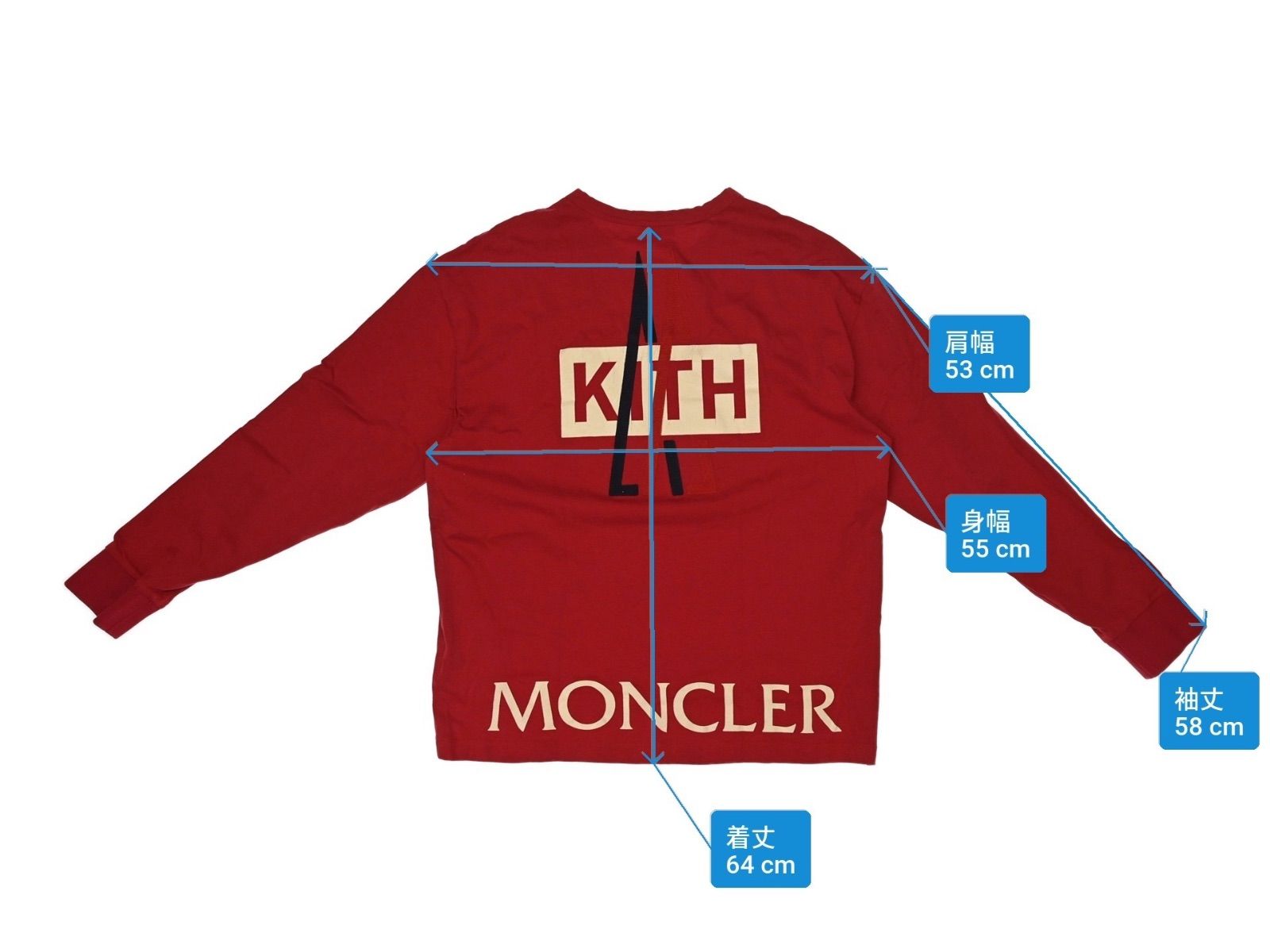 MONCLER モンクレール メッシュロゴ ロングTシャツ 長袖 レッド M 