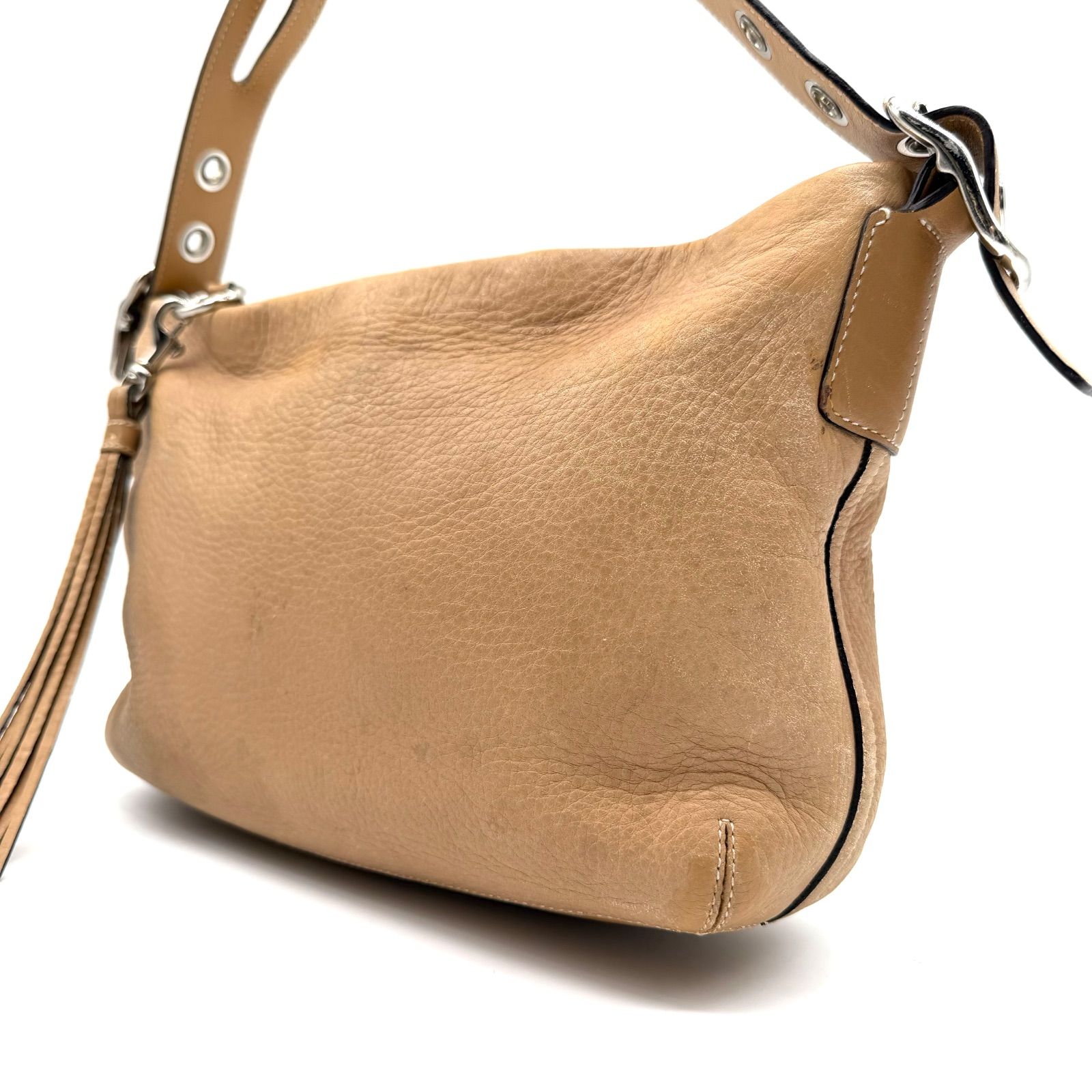 COACH y2k beige leather one shoulder bag unisex コーチ ワン 