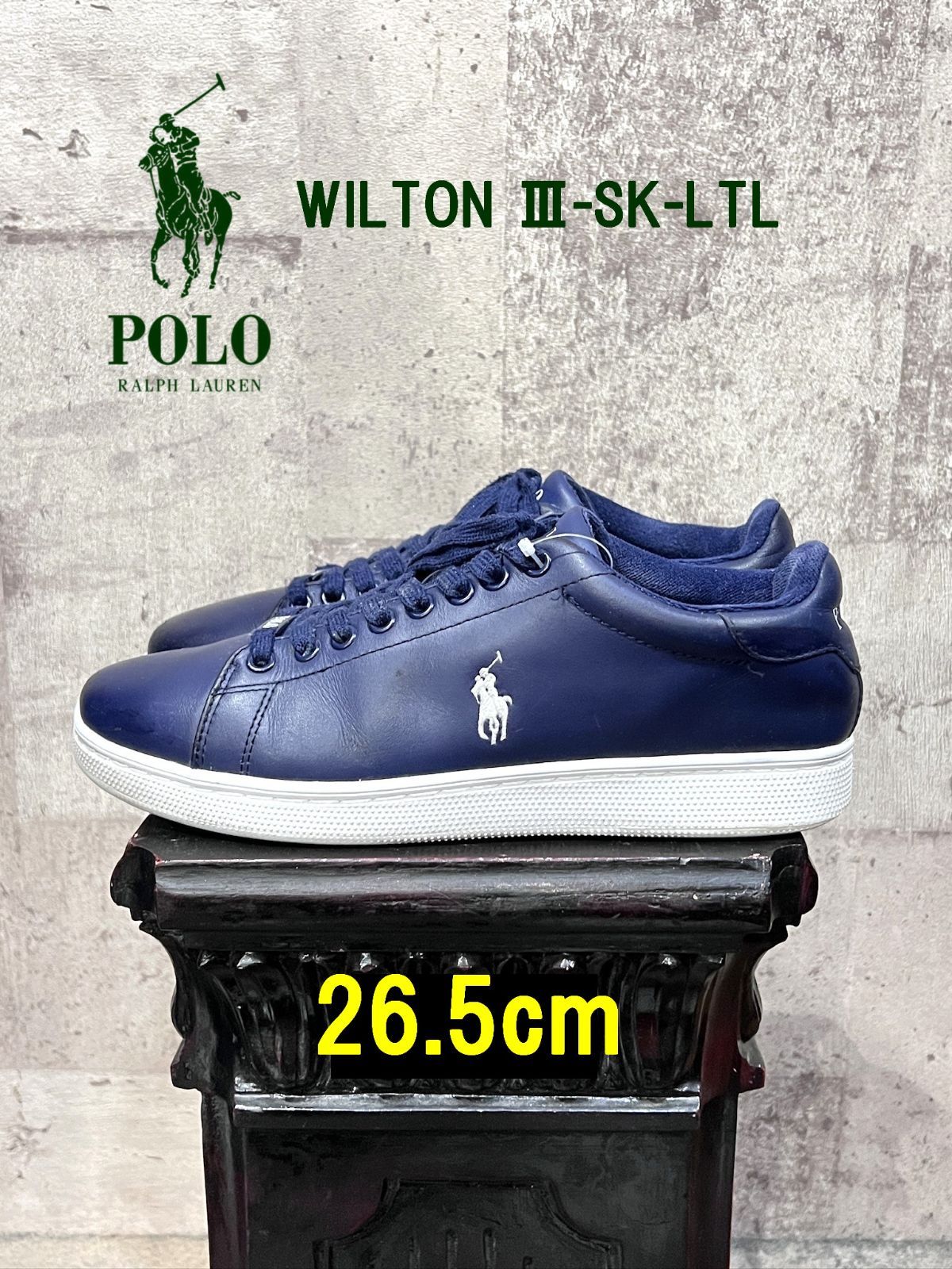 ポロラルフローレン レザースニーカー WILTONⅢ-SK-LTL ネイビー 26.5