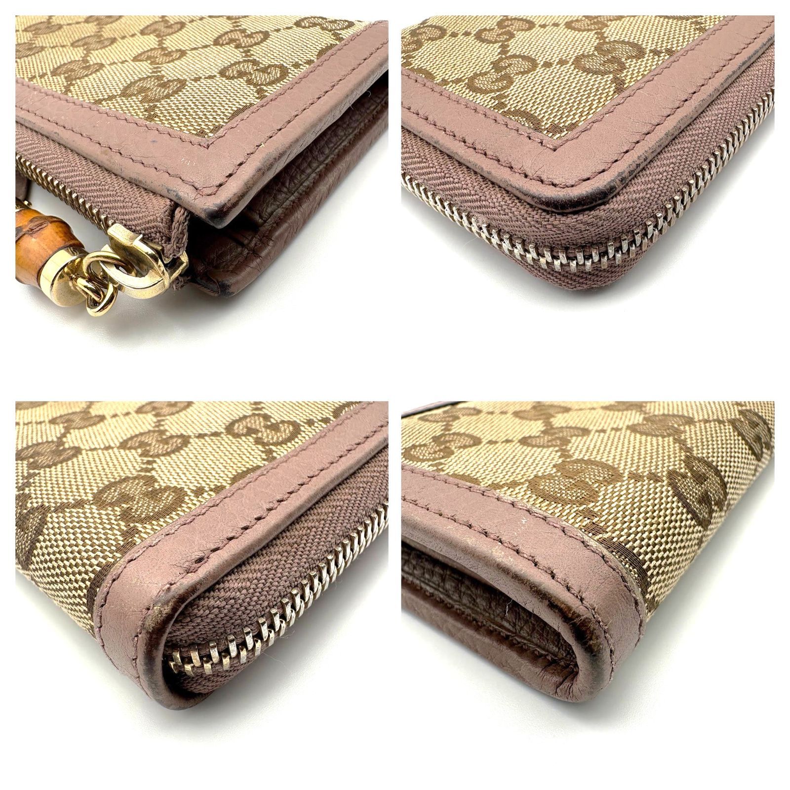 良品 】GUCCI グッチ GGキャンバス バンブータッセル L字ファスナー 長