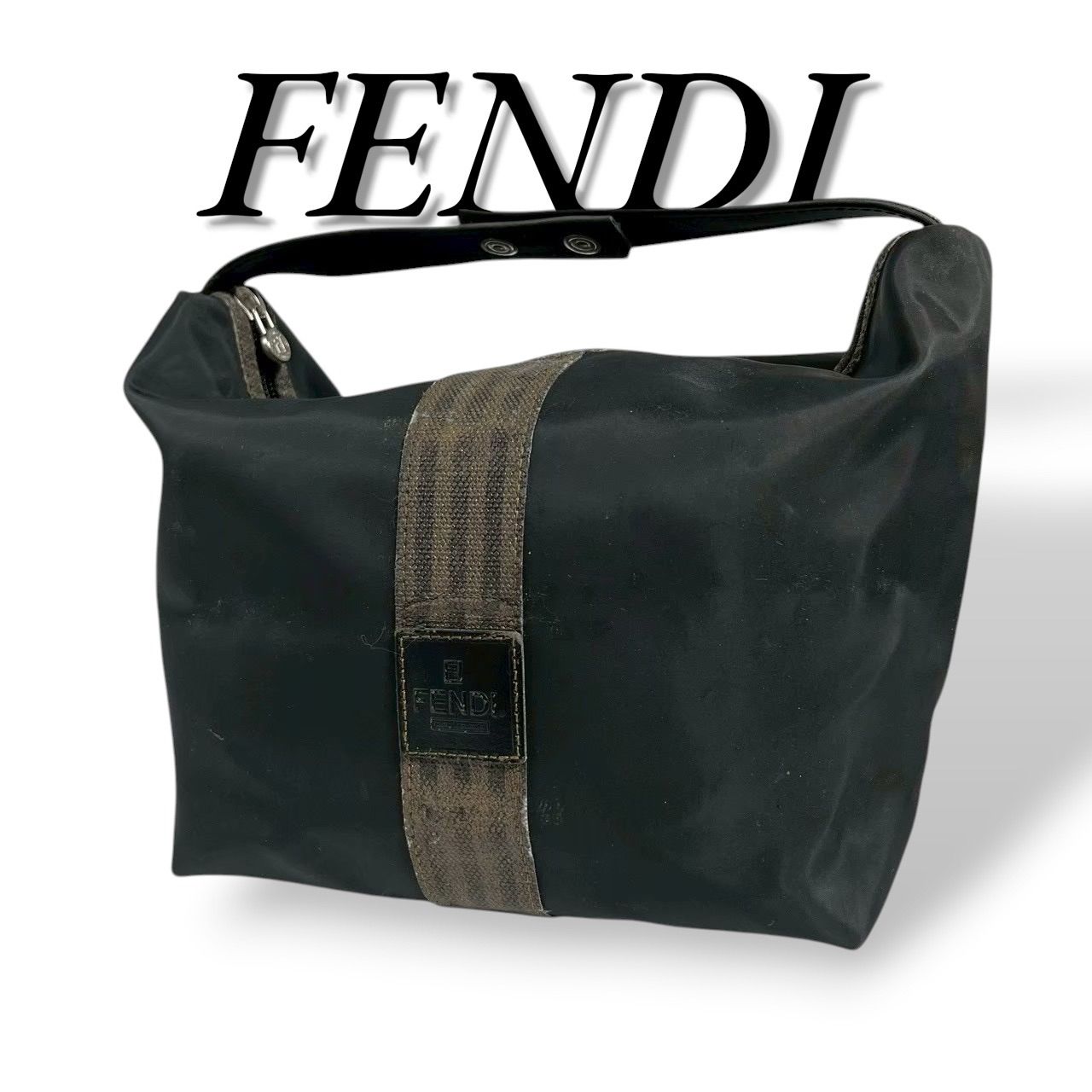 日本正本 ≪美品≫FENDI フェンディ ハンドバック ペカン PVC×レザー