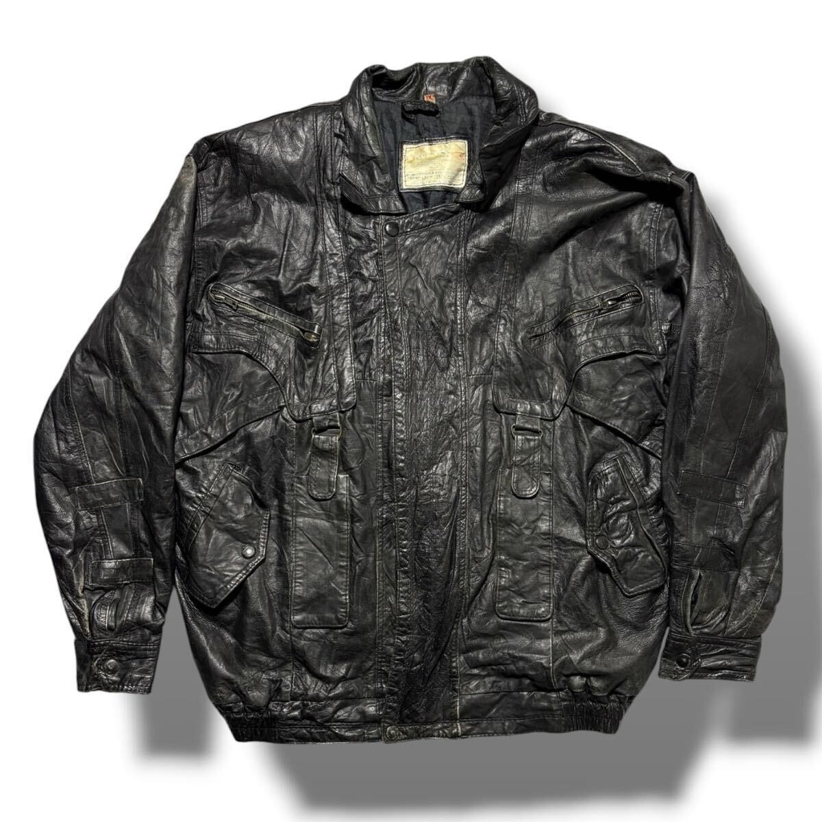 VINTAGE Leather parachute Jacket Japanese Label Y2K goa 