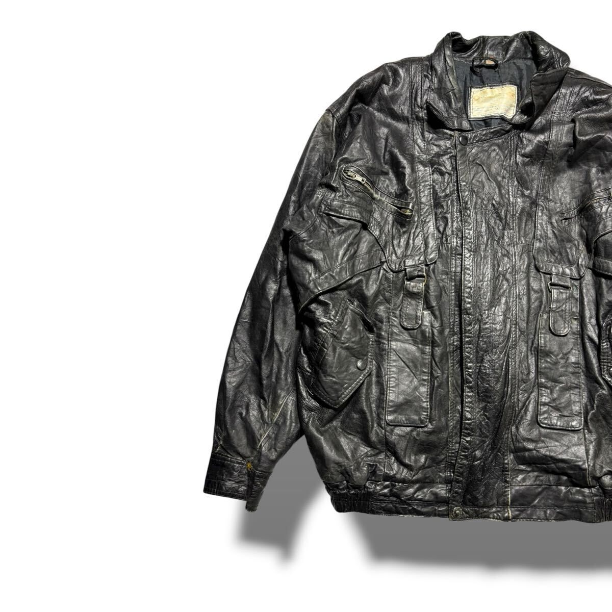 VINTAGE Leather parachute Jacket Japanese Label Y2K goa 