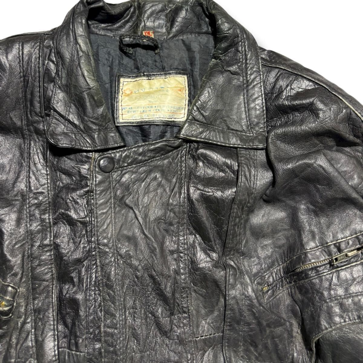 VINTAGE Leather parachute Jacket Japanese Label Y2K goa 
