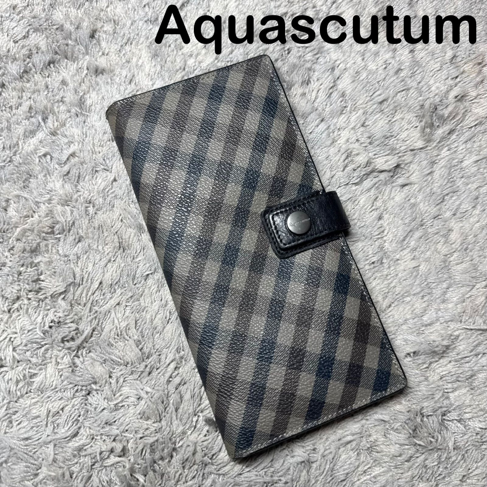 Aquascutum アクアスキュータム 長財布 PVC×レザー チェック柄 - メルカリ