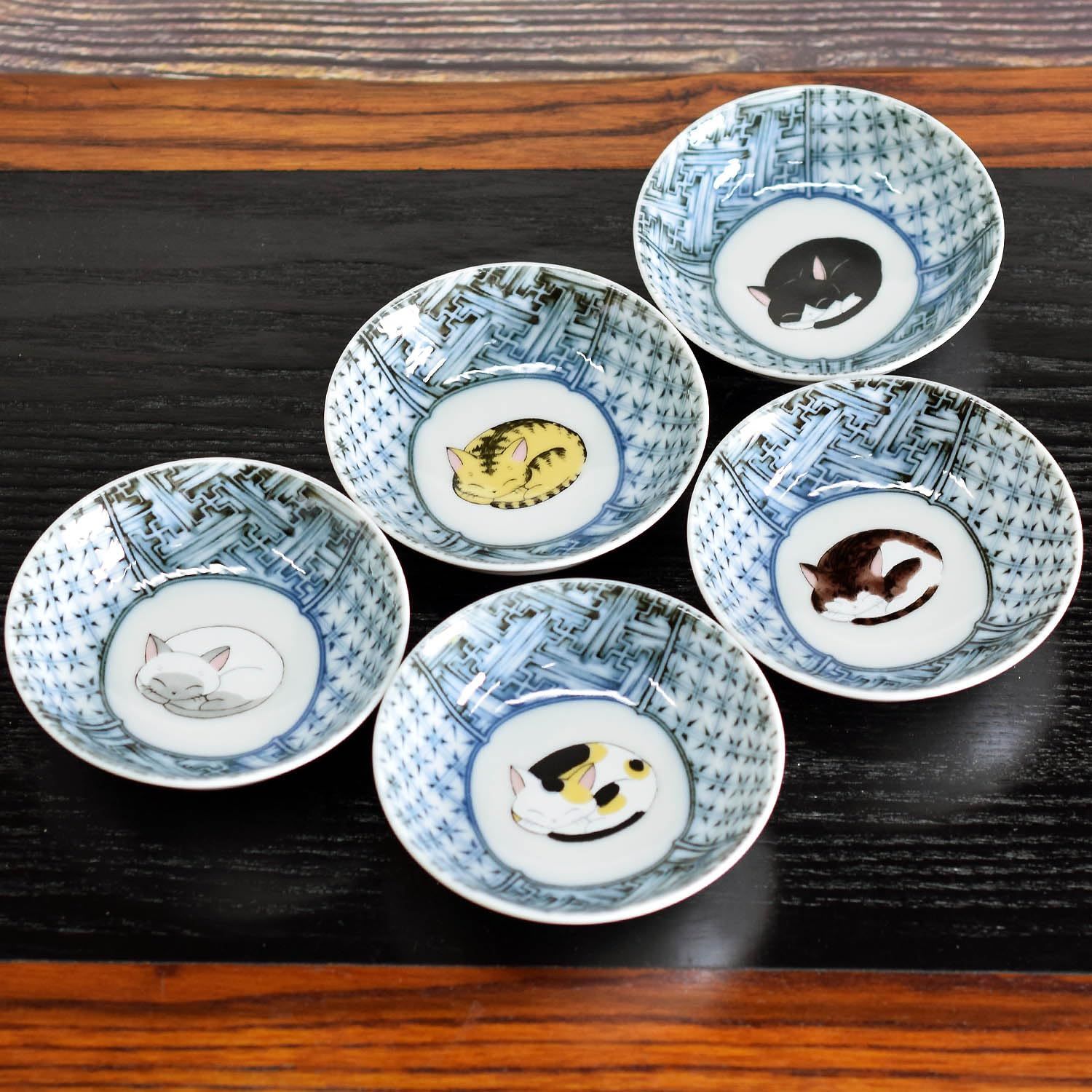 新品 和座の蔵 おしゃれ 食器 焼き物 九谷焼 小鉢 5個セット 眠り猫 陶器 高級 ブランド 和食器 和柄 取り皿 日本製 結婚祝い プレゼント お返し 内祝い ギフト
