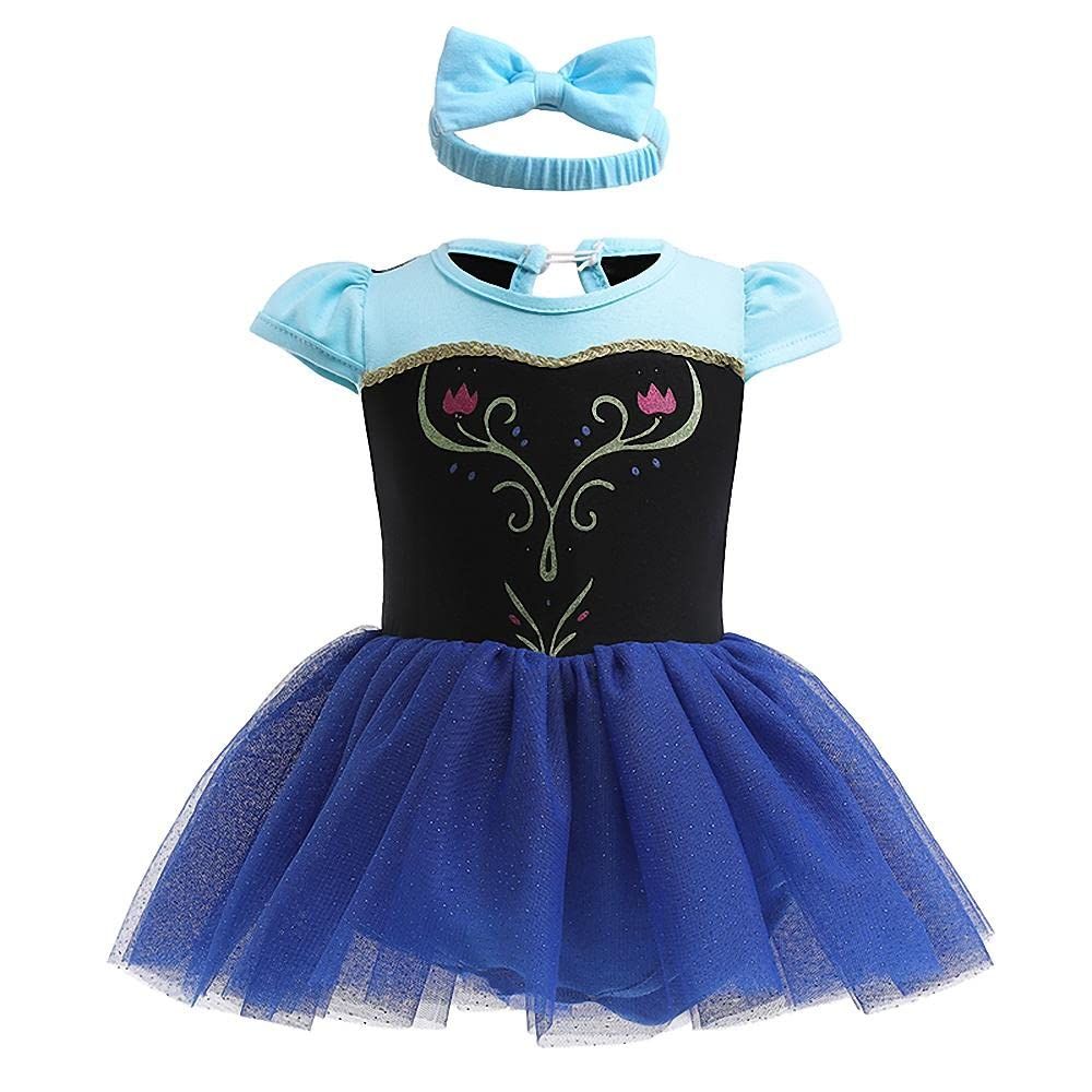 新品 [Dressy Daisy] 赤ちゃん 女の子 アナ ロンパース ベビー コスチューム 仮装 プリンセス 雪の女王 ドレス ハロウィン 衣装 ヘアバンド 付き サイズ 3～6ヶ月 60