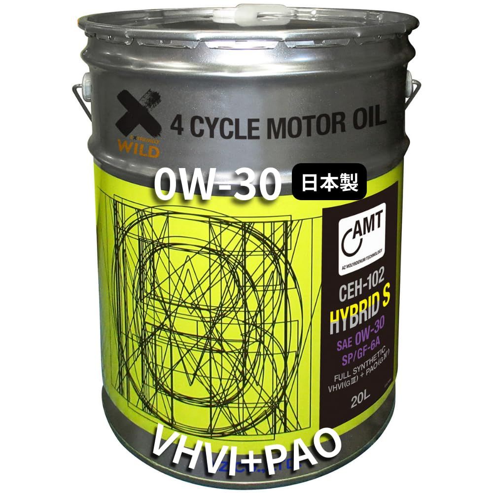 新品 AZ (エーゼット) 4輪用 エンジンオイル 20L 0W-30 SP HYBRID S/CEH-102/100%化学合成油 VHVI+PAO 自動車用 EG789