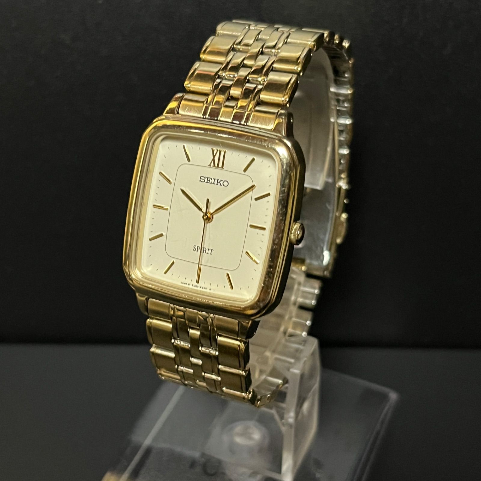 稼働品】 SEIKO SPIRIT ゴールド スクエア クォーツ セイコー 7N01 