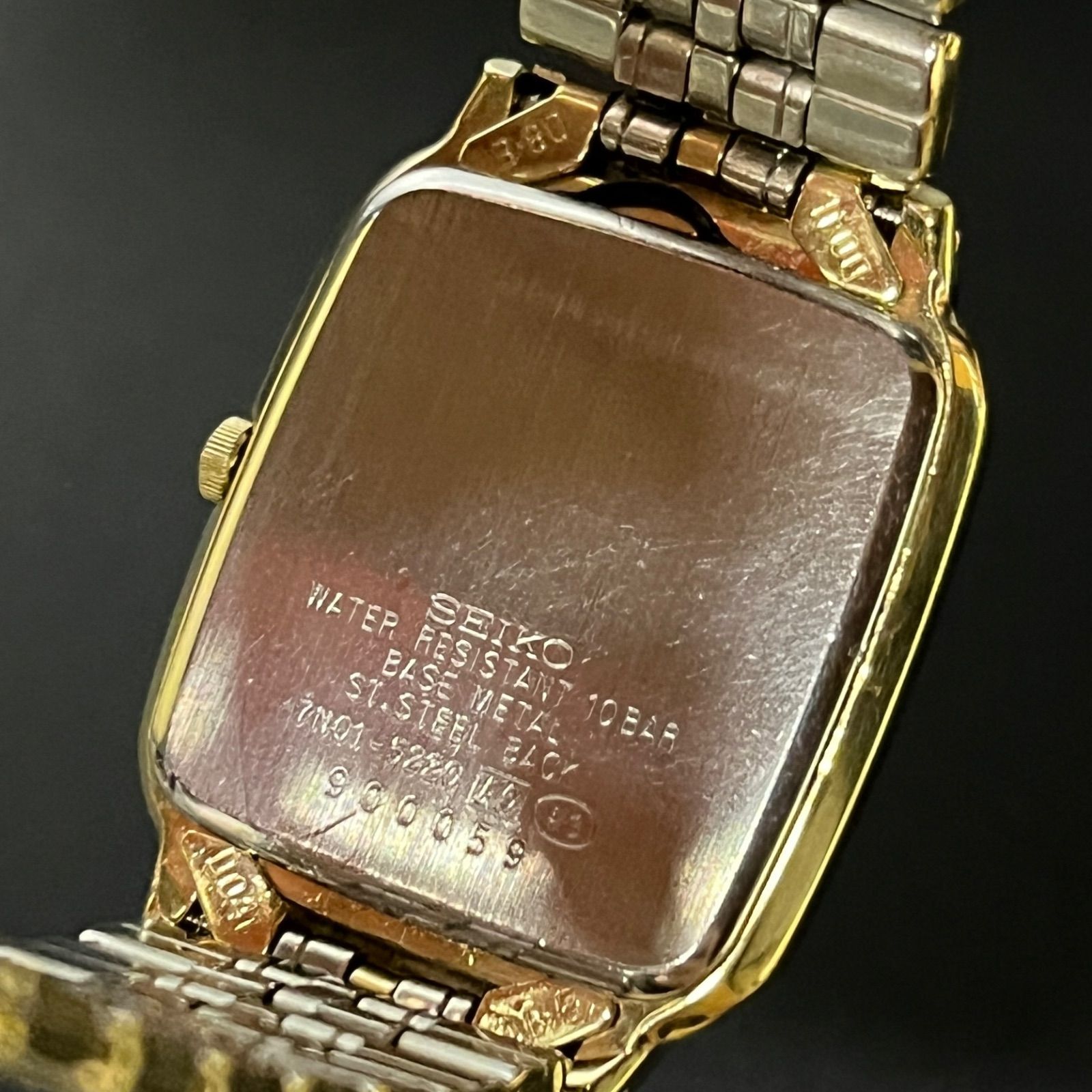 稼働品】 SEIKO SPIRIT ゴールド スクエア クォーツ セイコー 7N01 