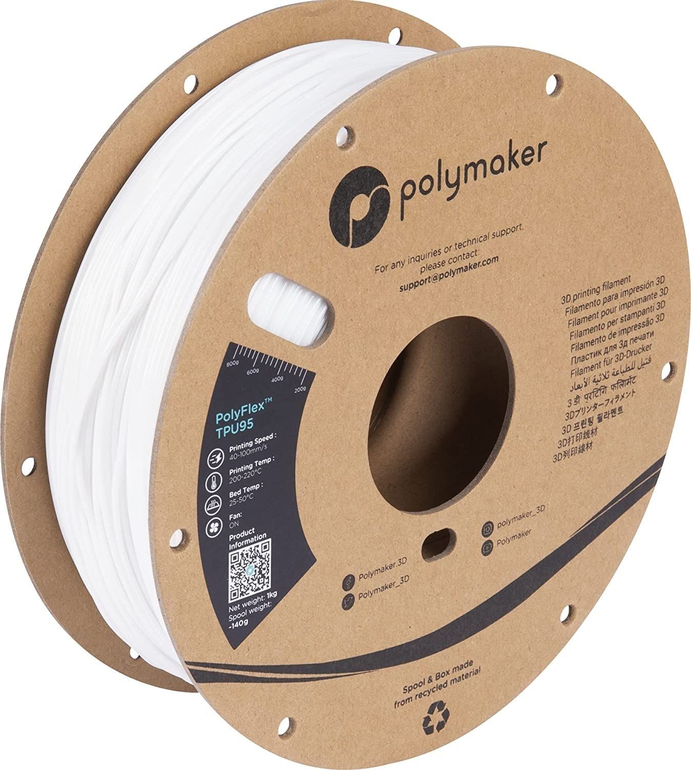 新品 Polymaker 3Dプリント素材 PolyFlex TPU95 ホワイト PD01002