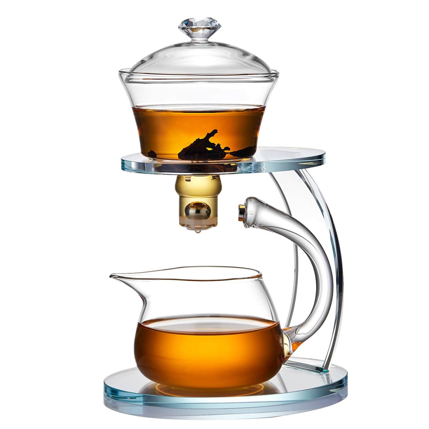 新品 ポカロティー ティードリッパー ティーメーカー 耐熱ガラス ティーポット 透明 Brew Tea Maker ティードリッパーで抽出し 半自動 磁気フィルター クリア ティーサーバー お茶 紅茶 功夫茶 工芸茶 玉露 凍頂烏龍茶 茶器 茶道具