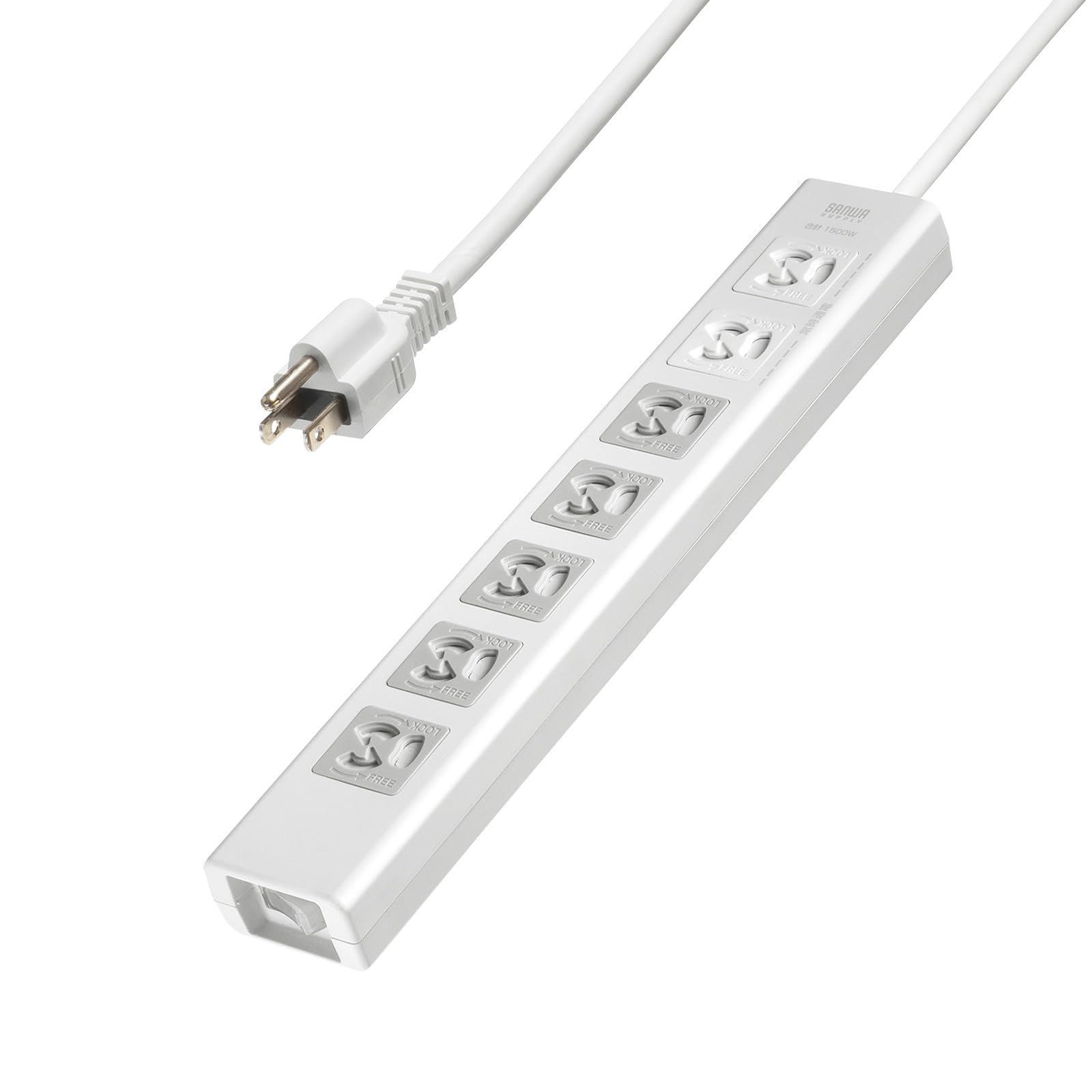 新品 サンワサプライ 抜け止めシャッタータップ（3P・7個口・3m） TAP-F37SH-3K