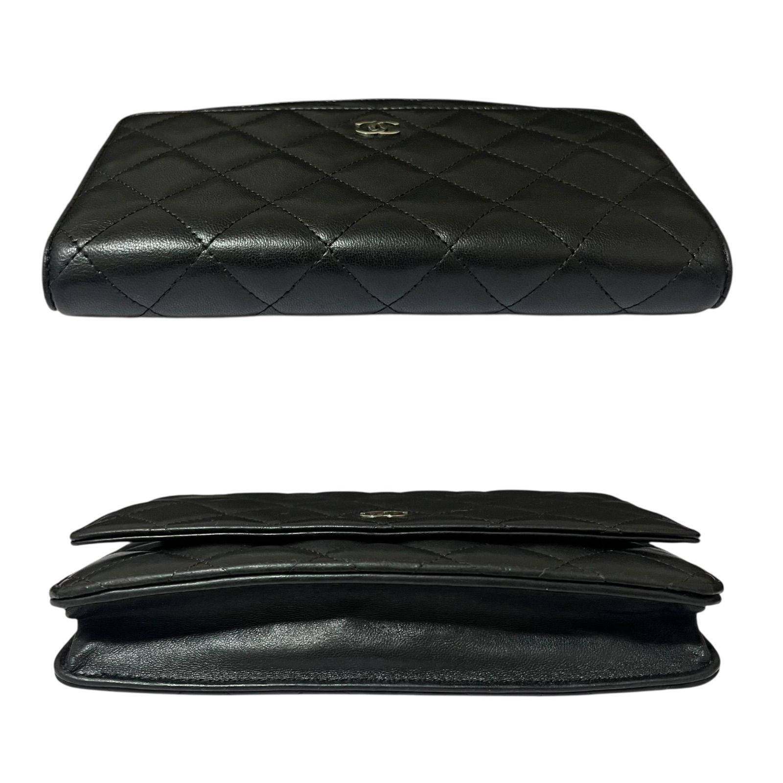 CHANEL シャネル ラムスキン マトラッセ チェーンウォレット 長財布 