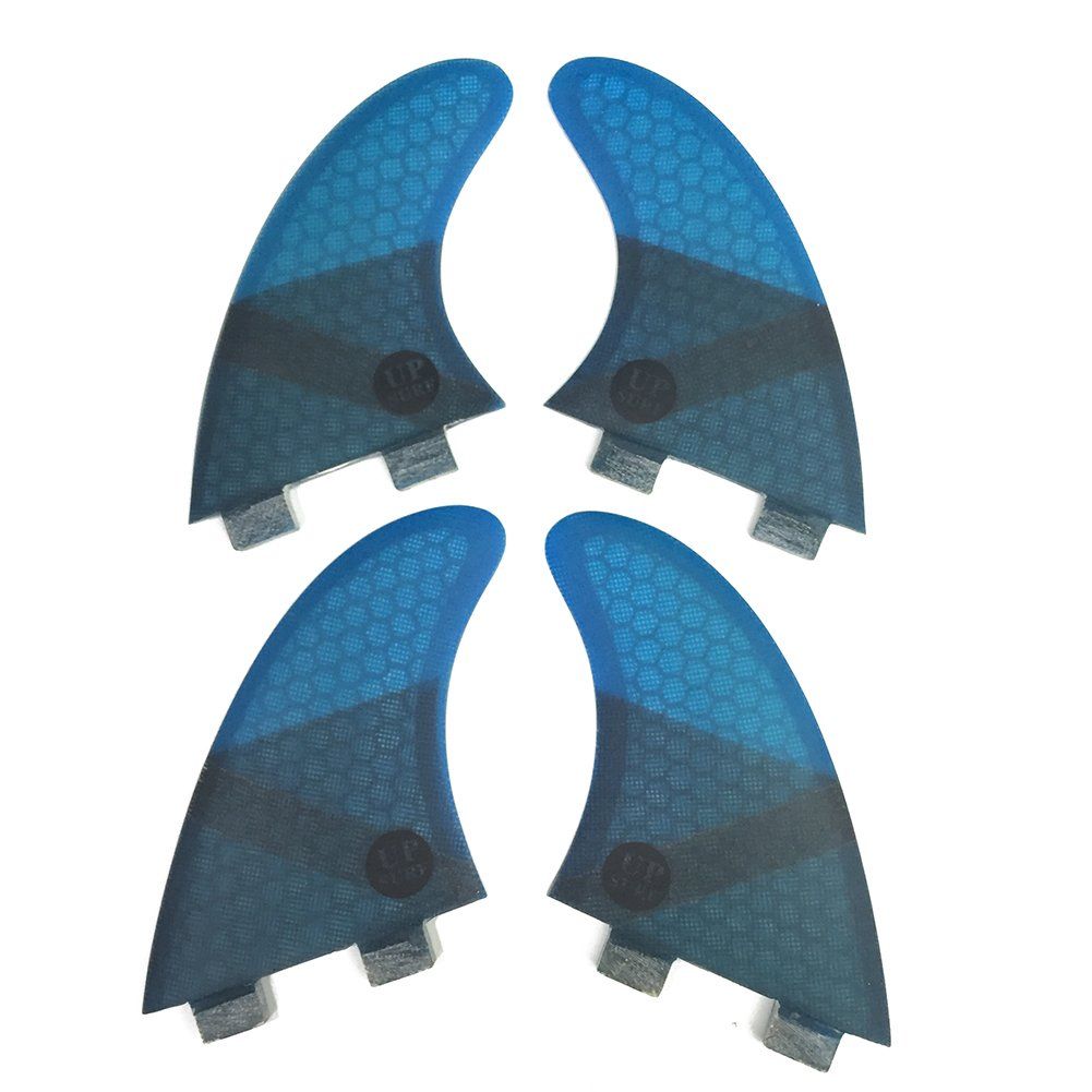 新品 UPSURF サーフボードフィン Double Tabs K2.1サイズ 4枚セット サーフィン カーボンsurfboard fins (ブルー)