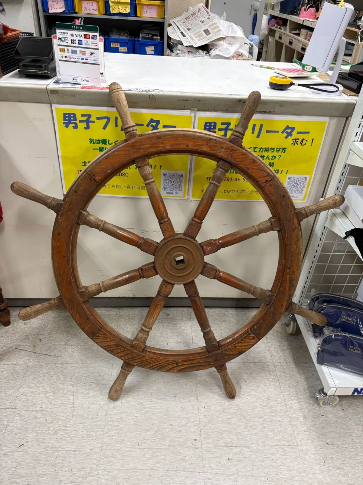 船 舵 ラット☆37☆USED☆現状品☆舵輪（船の舵） 操舵輪 木製 