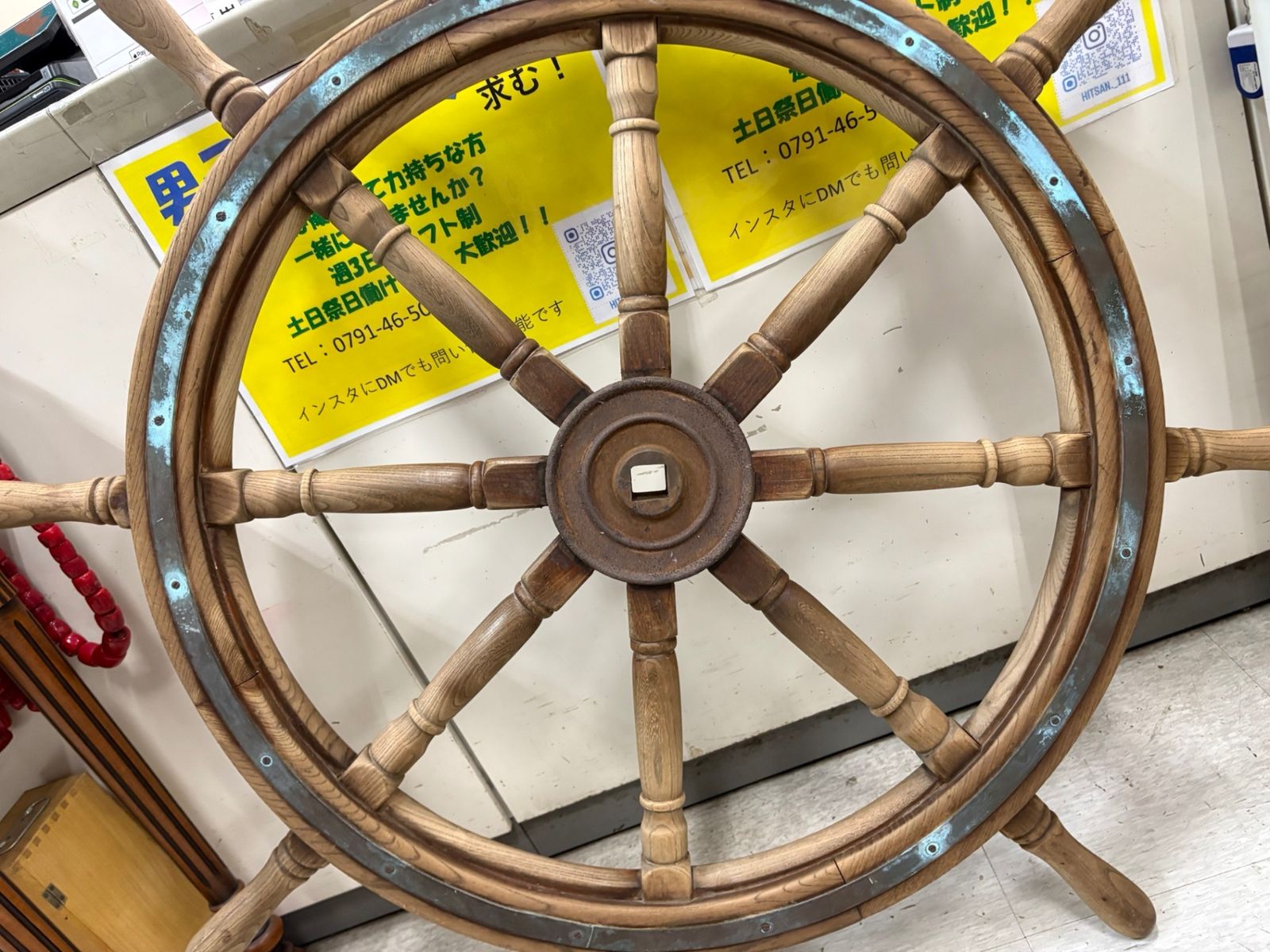 船 舵 ラット☆37☆USED☆現状品☆舵輪（船の舵） 操舵輪 木製 