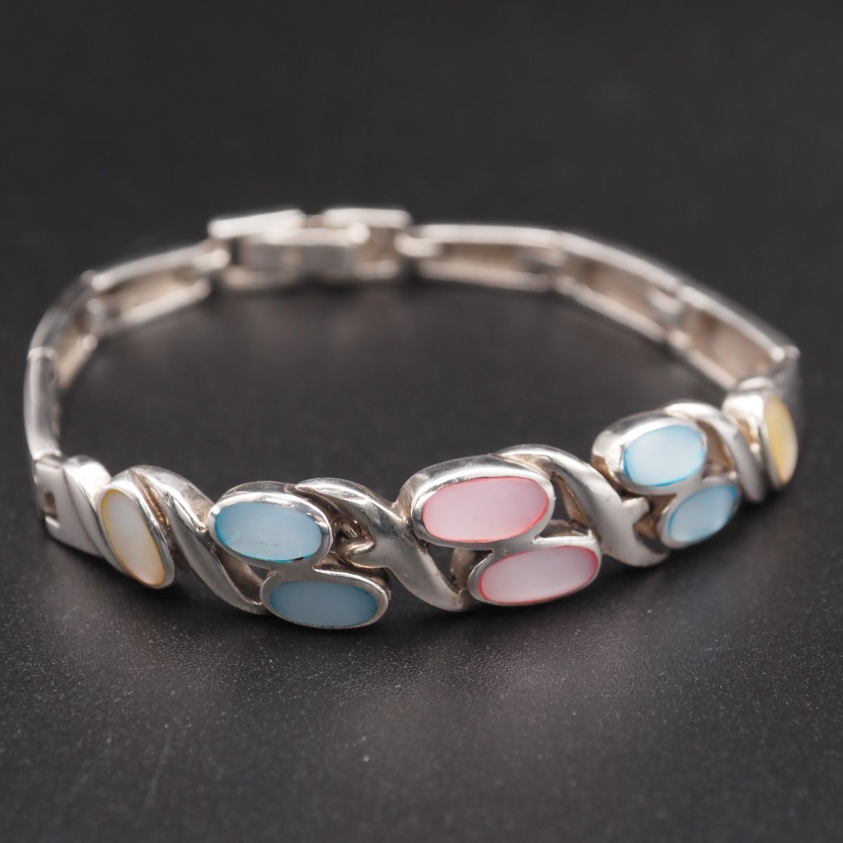 S891 シェル 925刻印 ブレスレット インレイ マルチカラー デザイン 