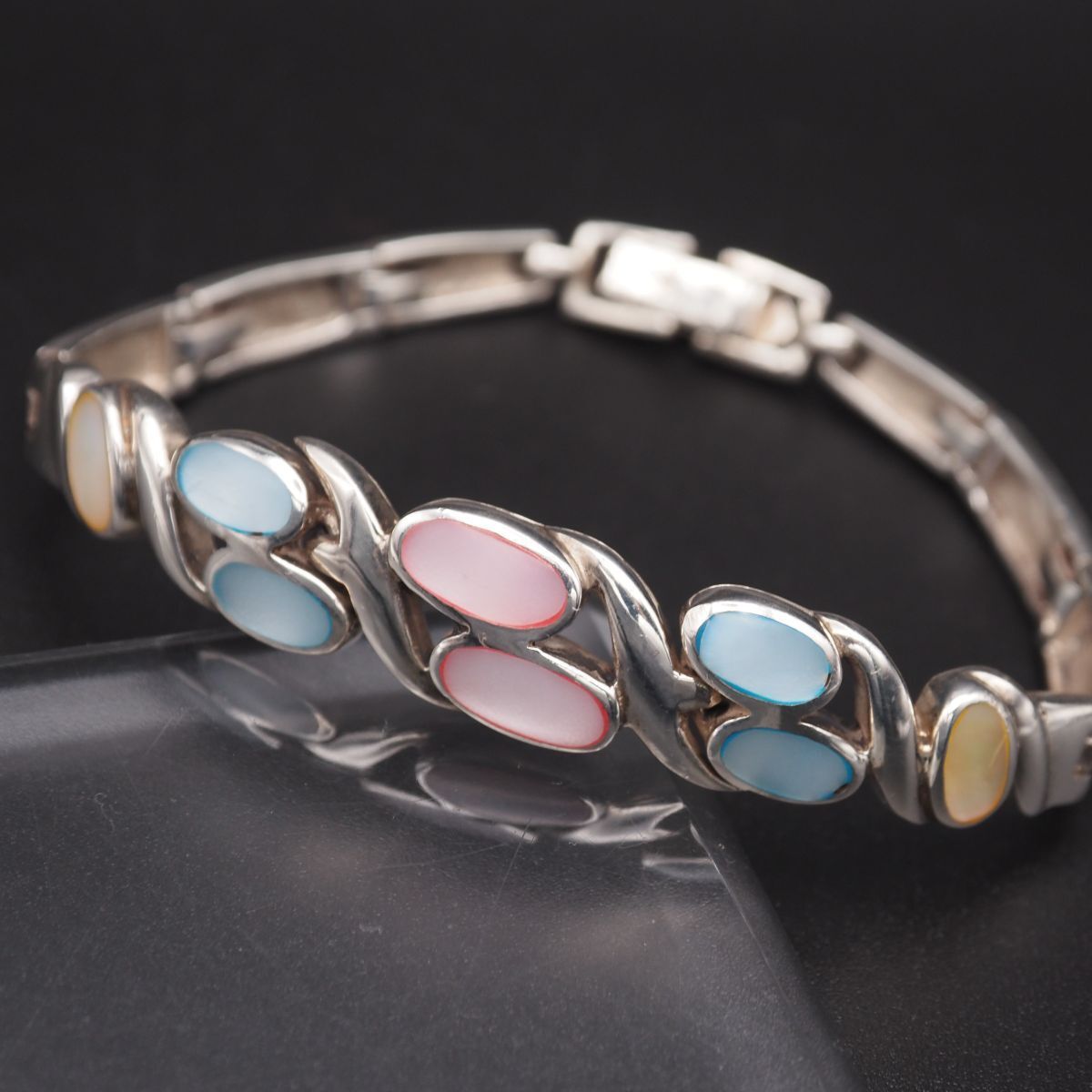 S891 シェル 925刻印 ブレスレット インレイ マルチカラー デザイン 